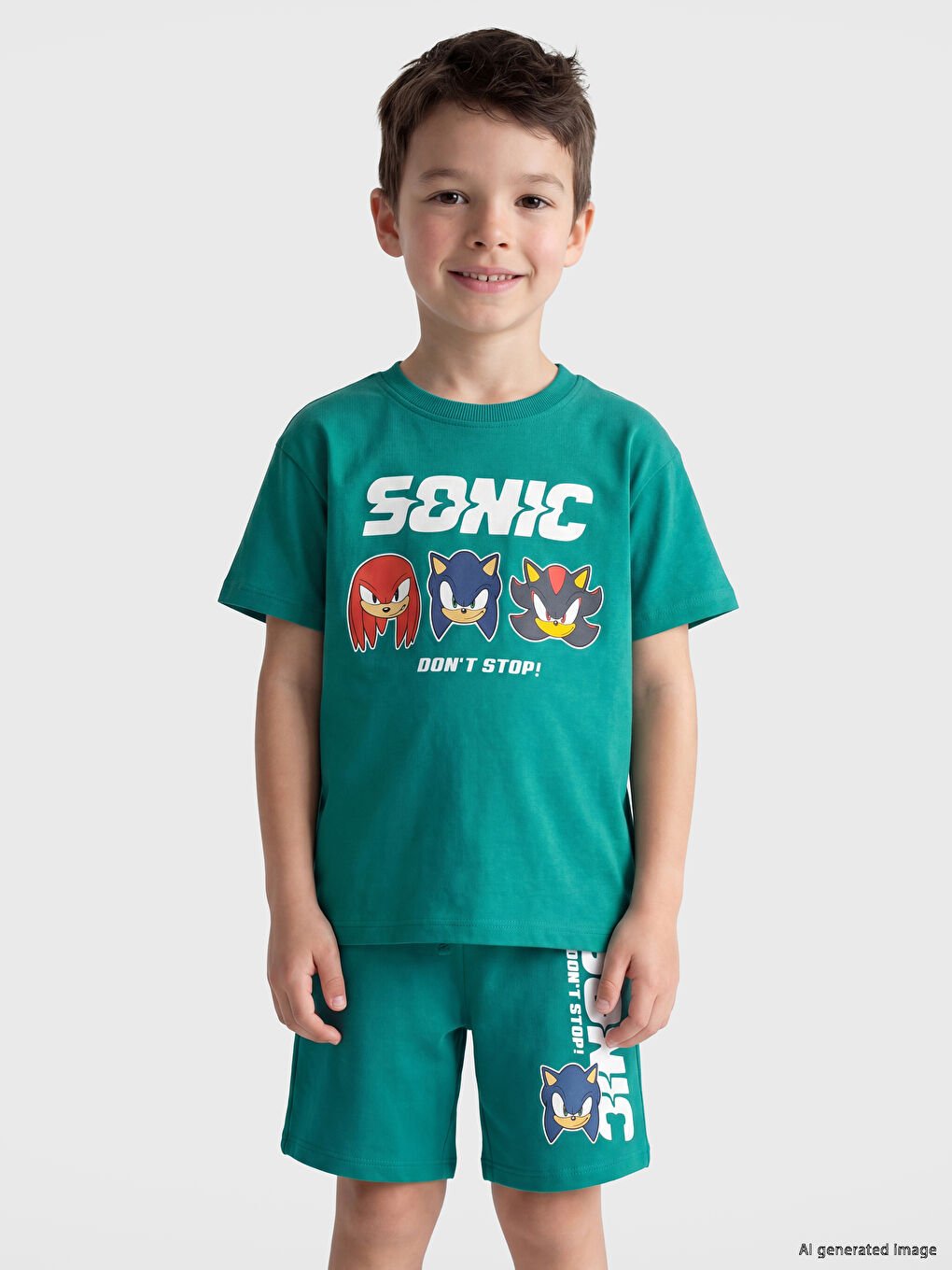 Set me pantallona të shkurtra të stampuara Sonic për djem-2