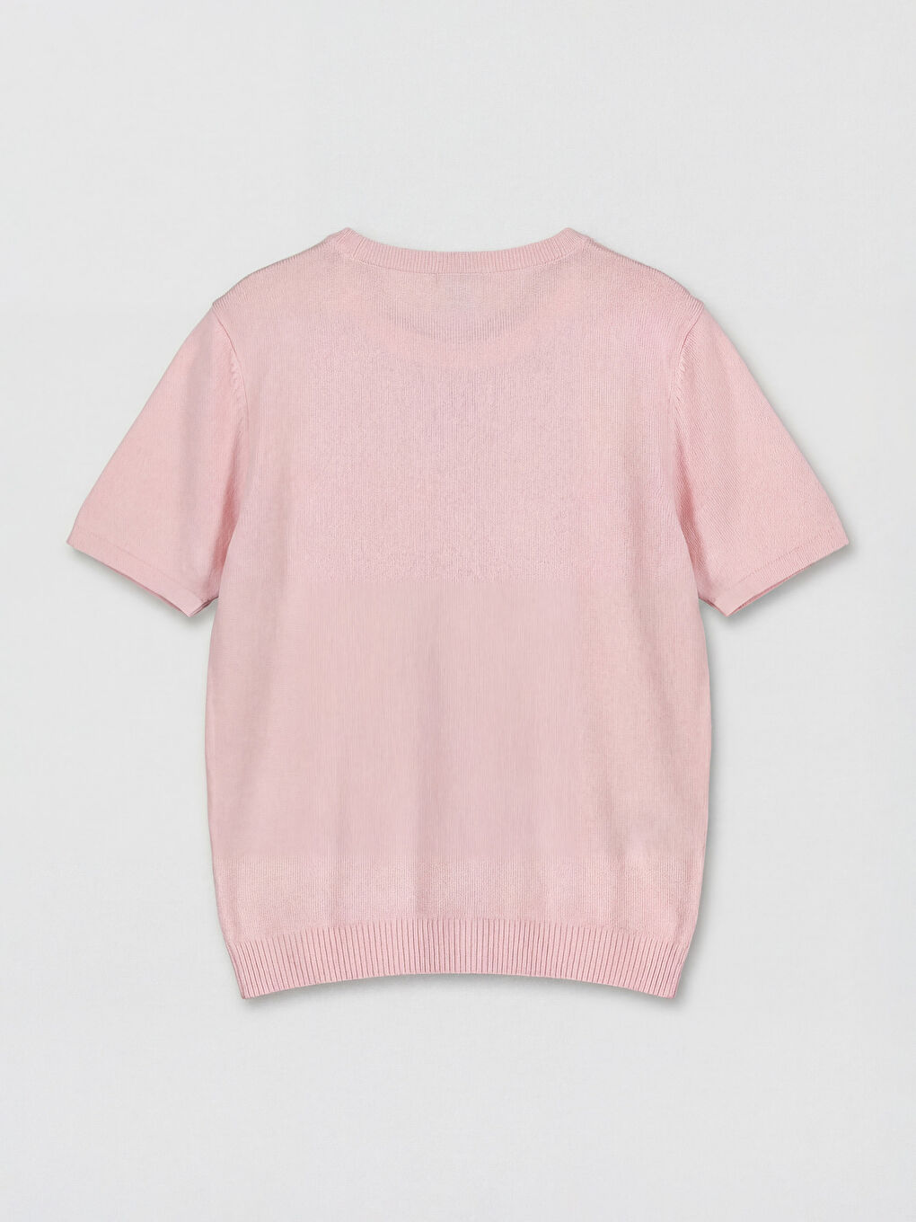 Pembe Kısa Kollu Kız Çocuk Triko Kazak-1
