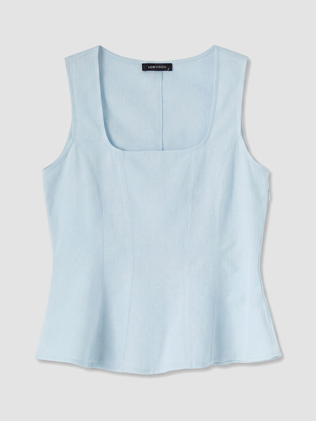 Square Neck Linen Blend Blouse-4