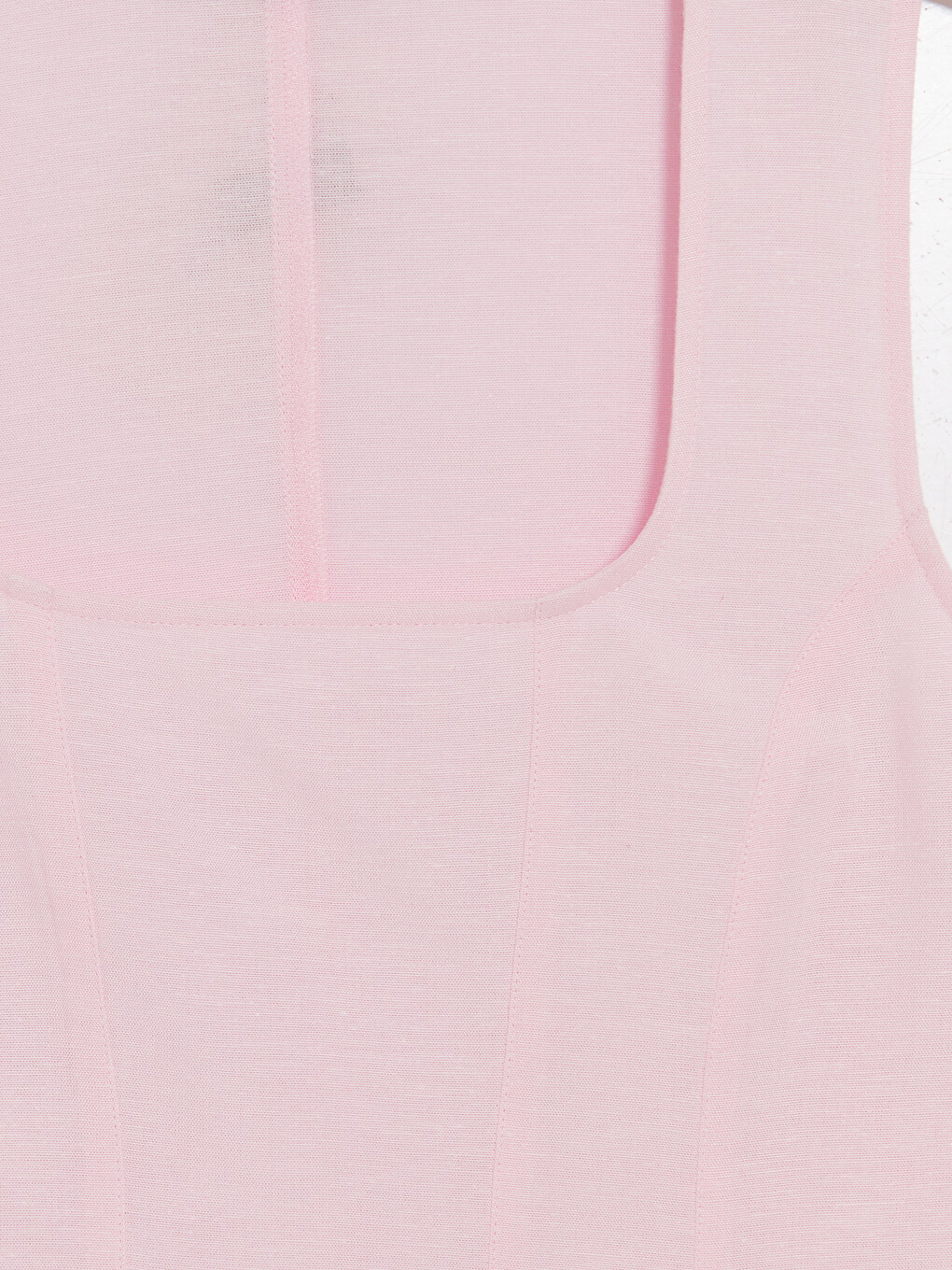 Square Neck Linen Blend Blouse-4