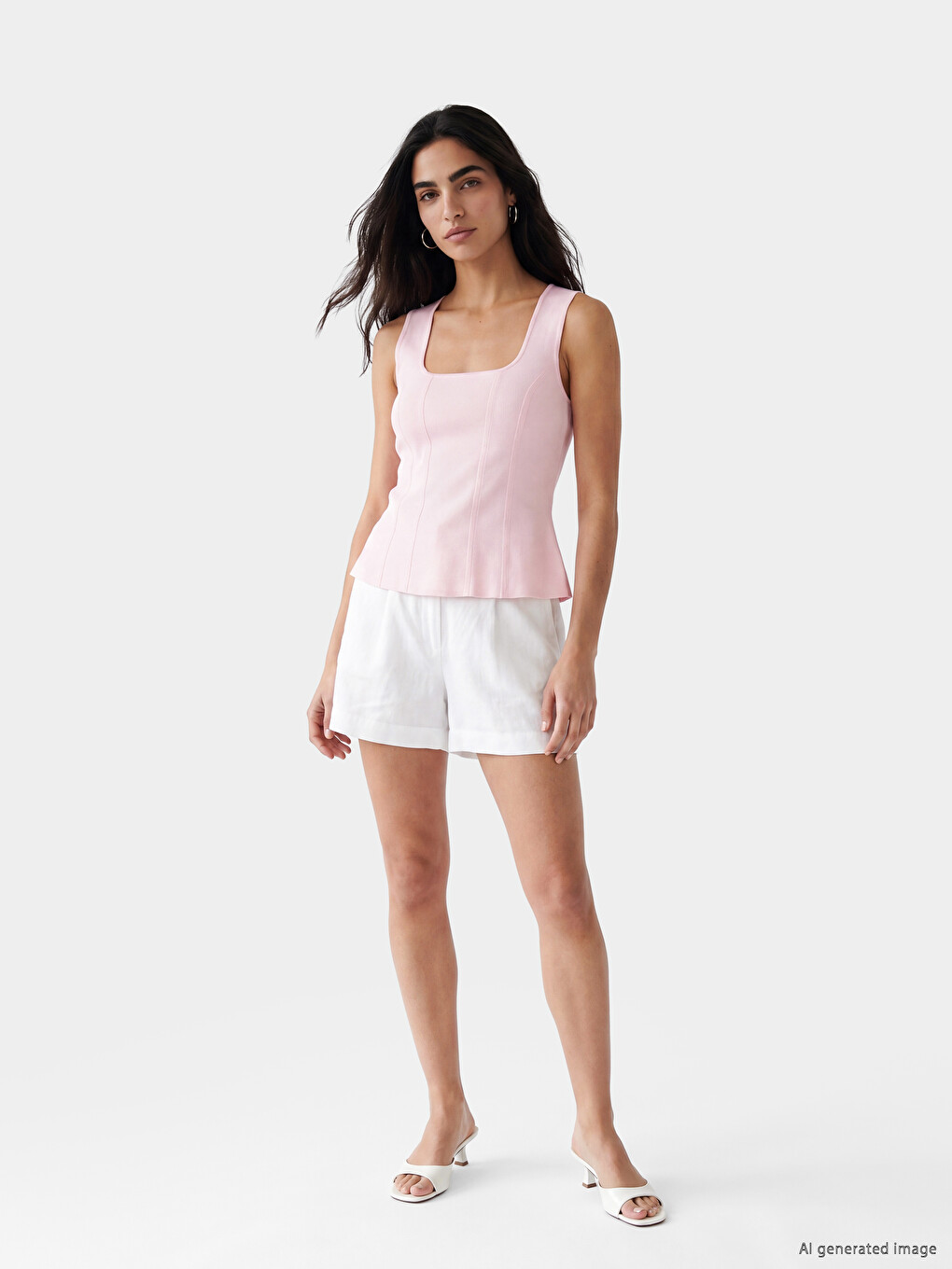 Square Neck Linen Blend Blouse-1