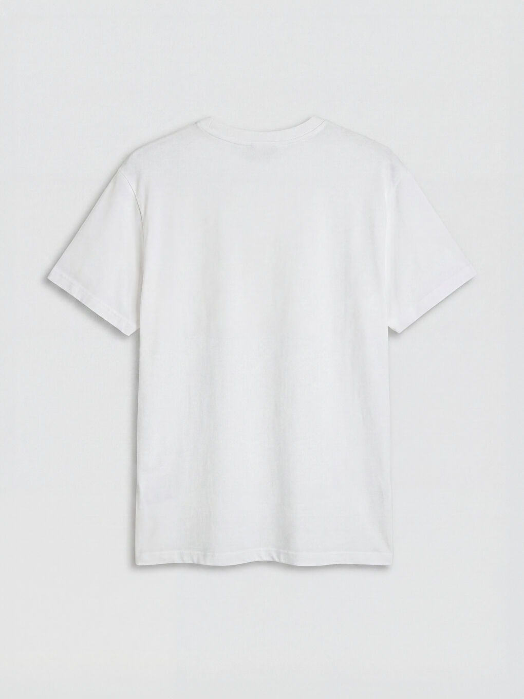 Beyaz Bisiklet Yaka Baskılı Kadın Tişört-1