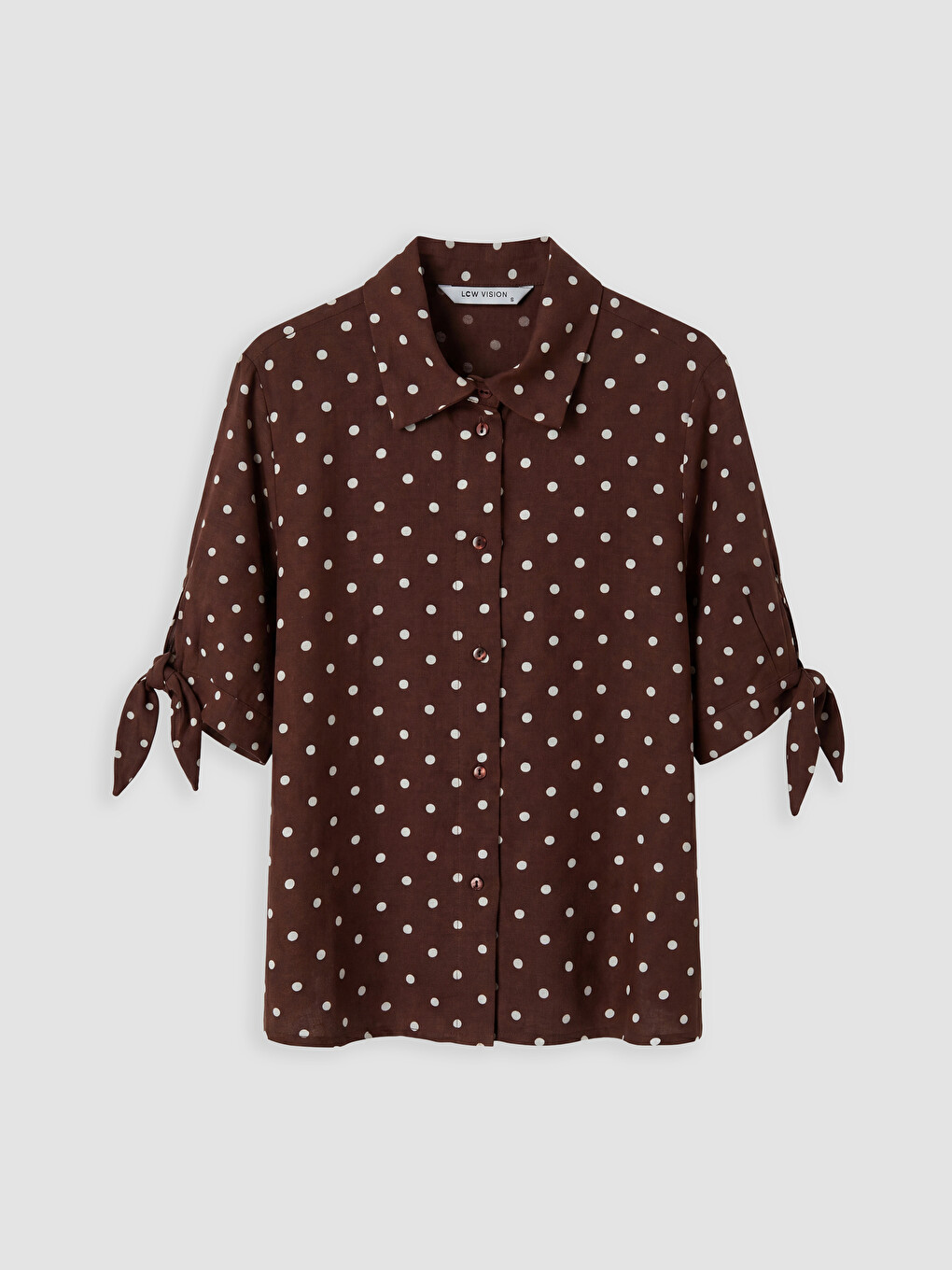 Polka Dot Linen Blend Women's Shirt-4