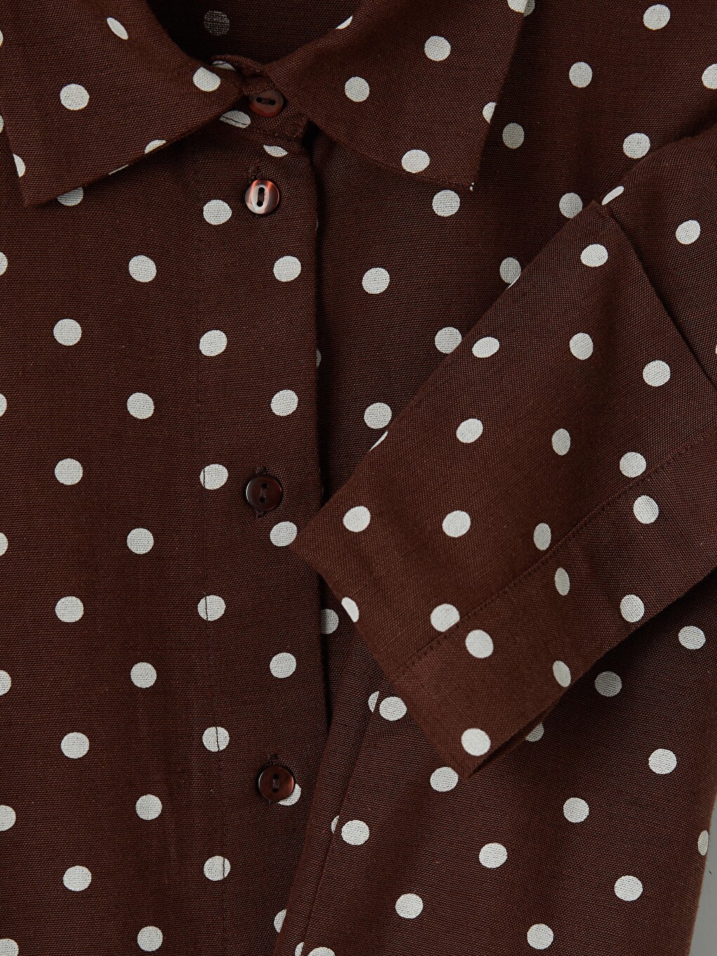 Polka Dot Linen Blend Women's Shirt-7