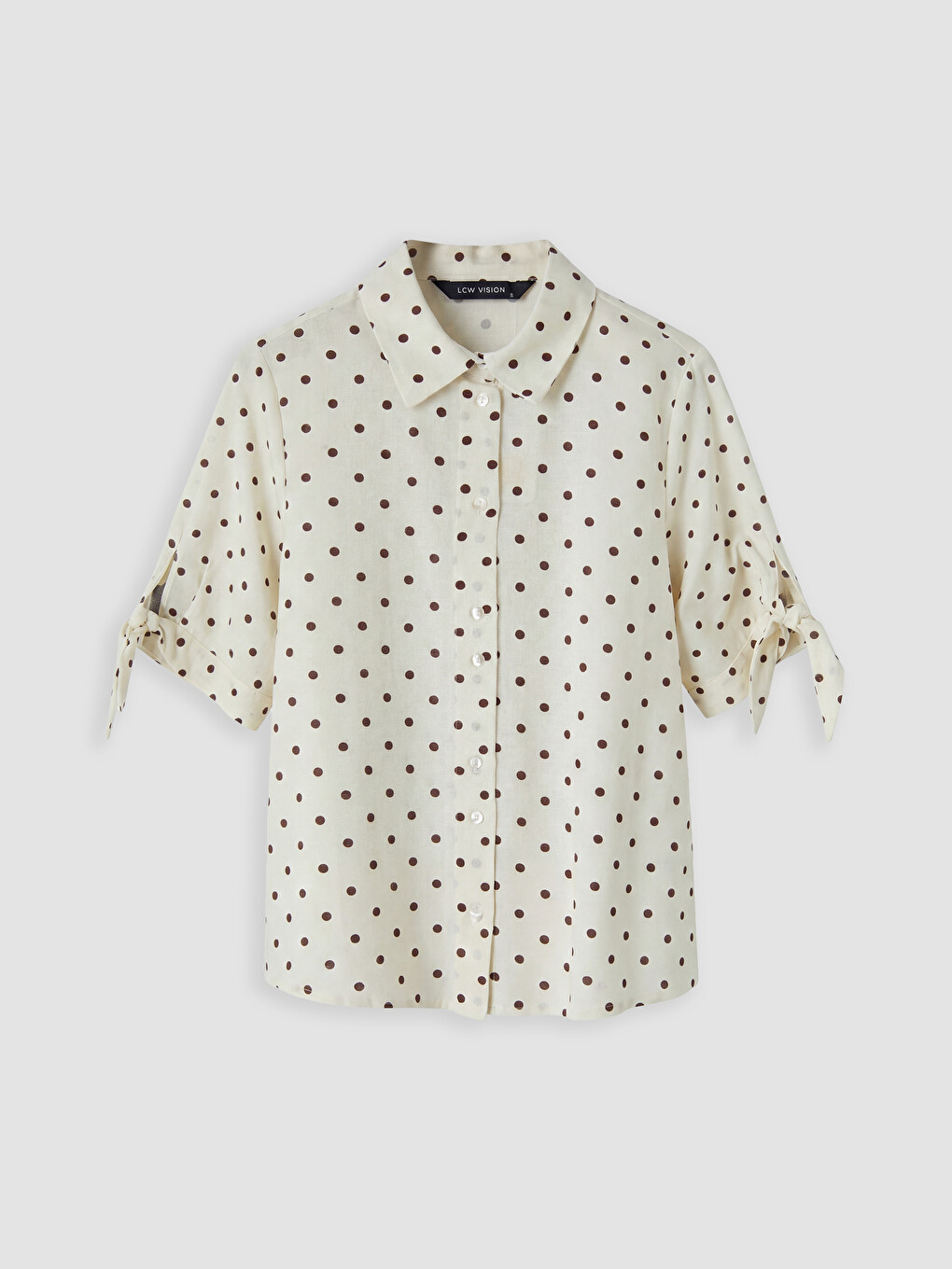 Polka Dot Linen Blend Women's Shirt-4