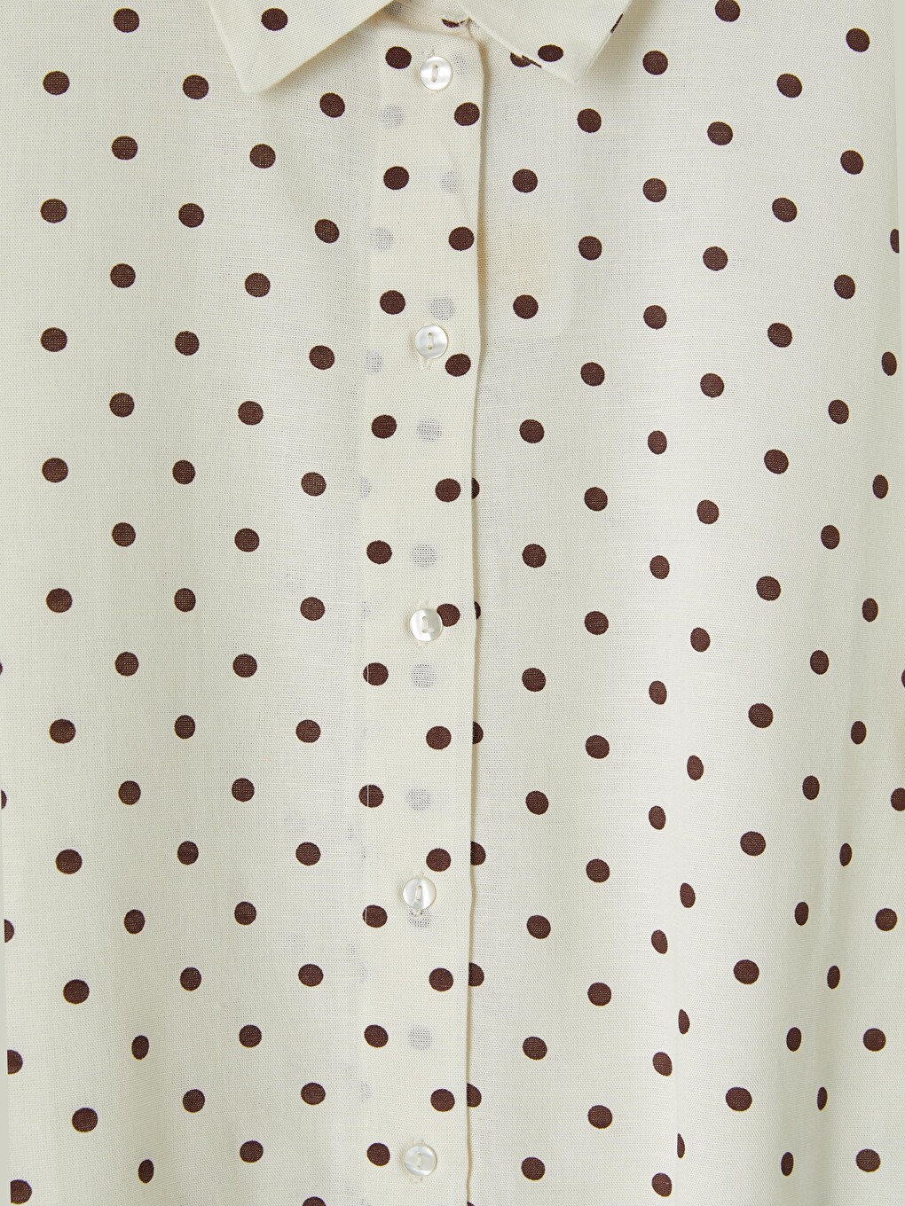 Polka Dot Linen Blend Women's Shirt-5
