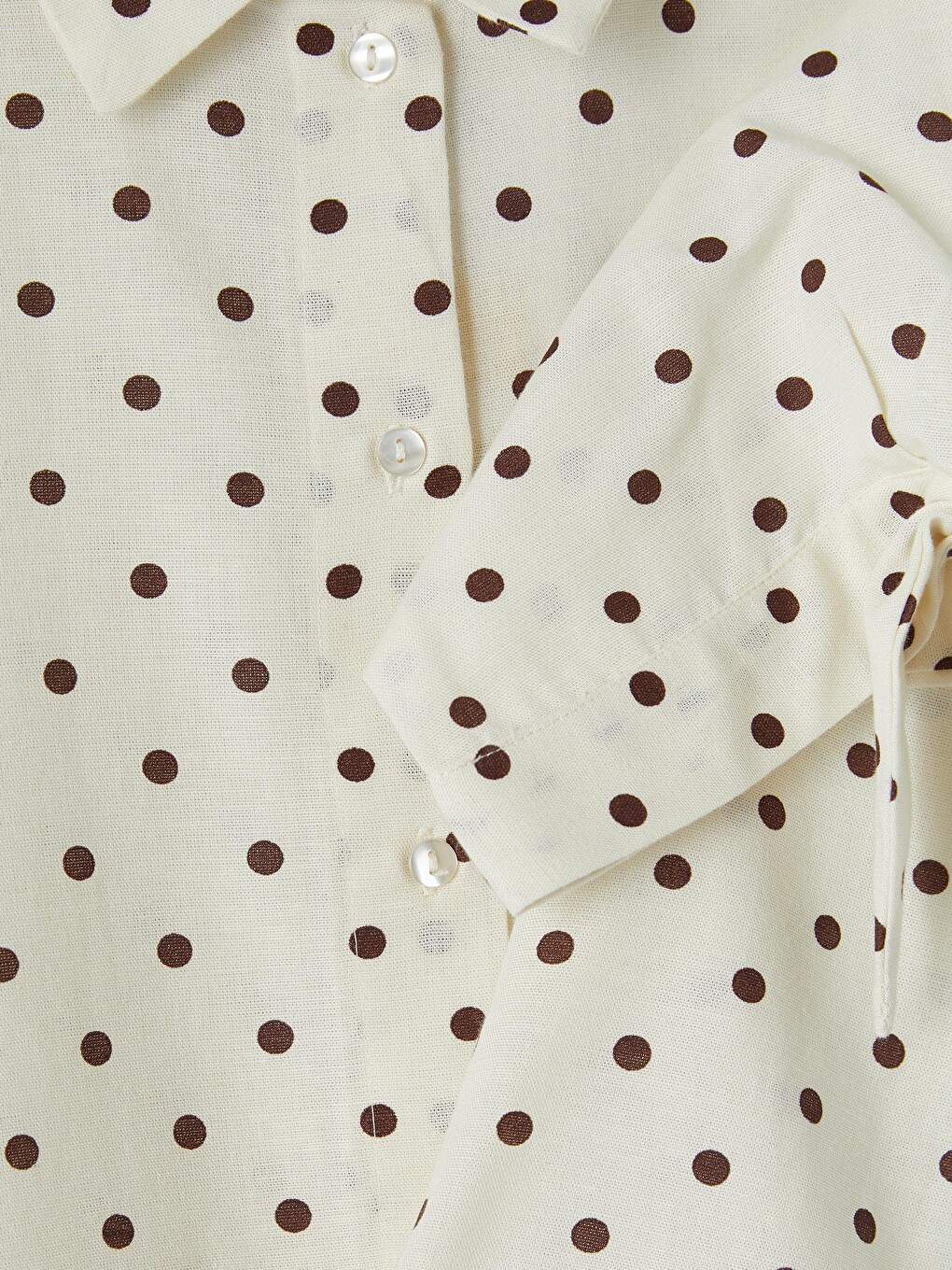 Polka Dot Linen Blend Women's Shirt-7