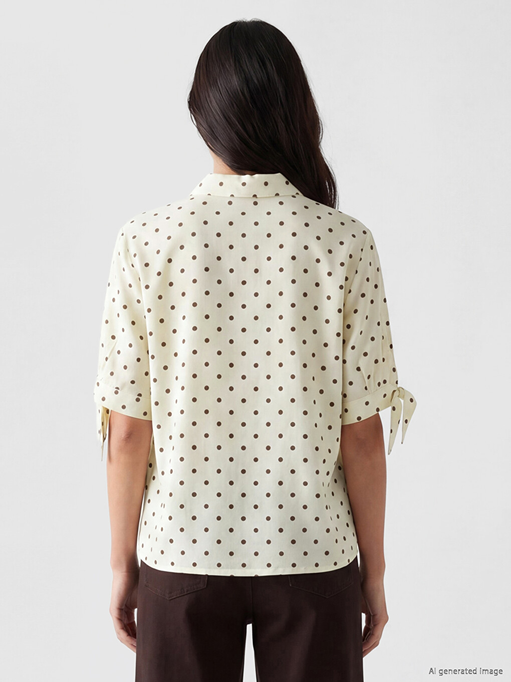 Polka Dot Linen Blend Women's Shirt-3