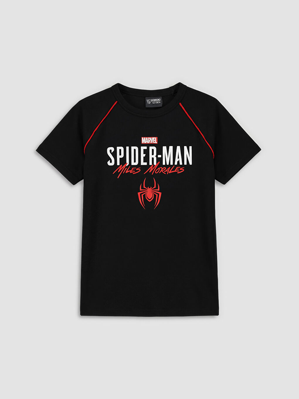 Siyah Bisiklet Yaka Spider-Man Baskılı Erkek Çocuk Tişört