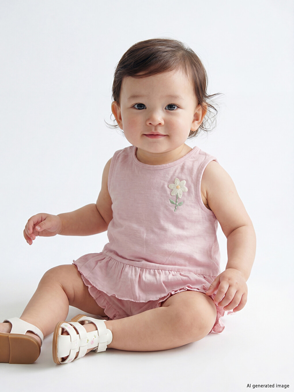 Baby Girls' Flower Embroidered Set