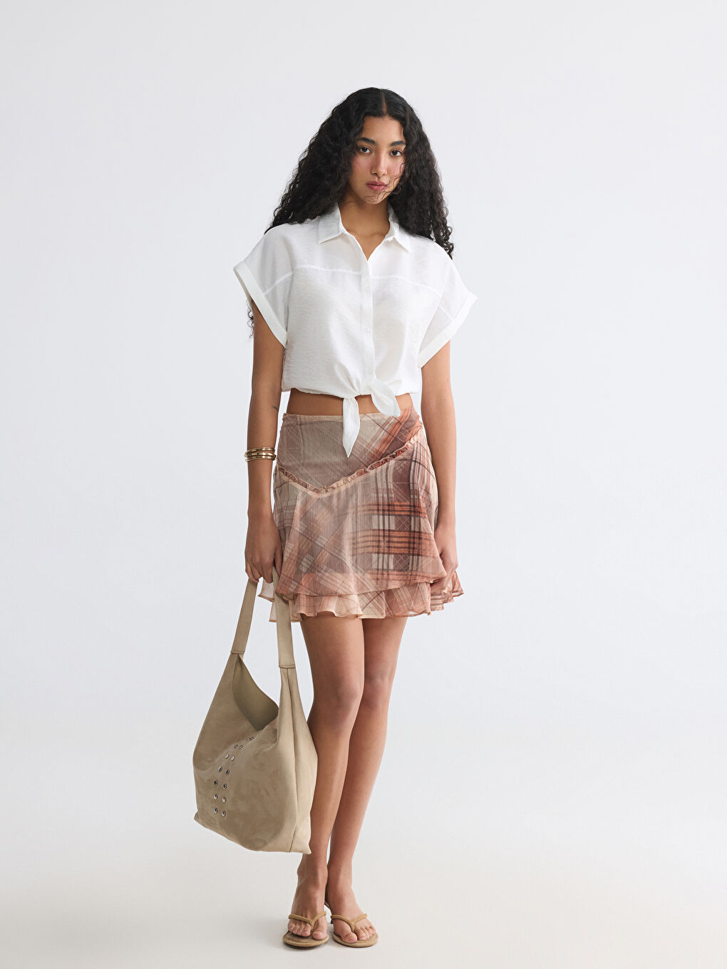 Front Tie Detailed Crop Women's Shirt-1