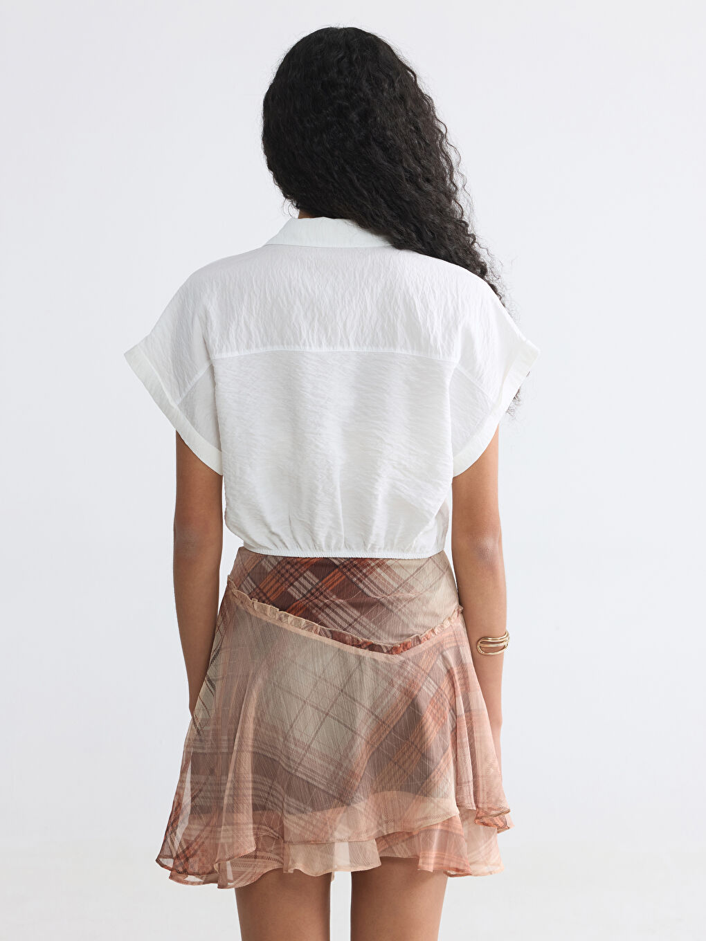 Front Tie Detailed Crop Women's Shirt-3