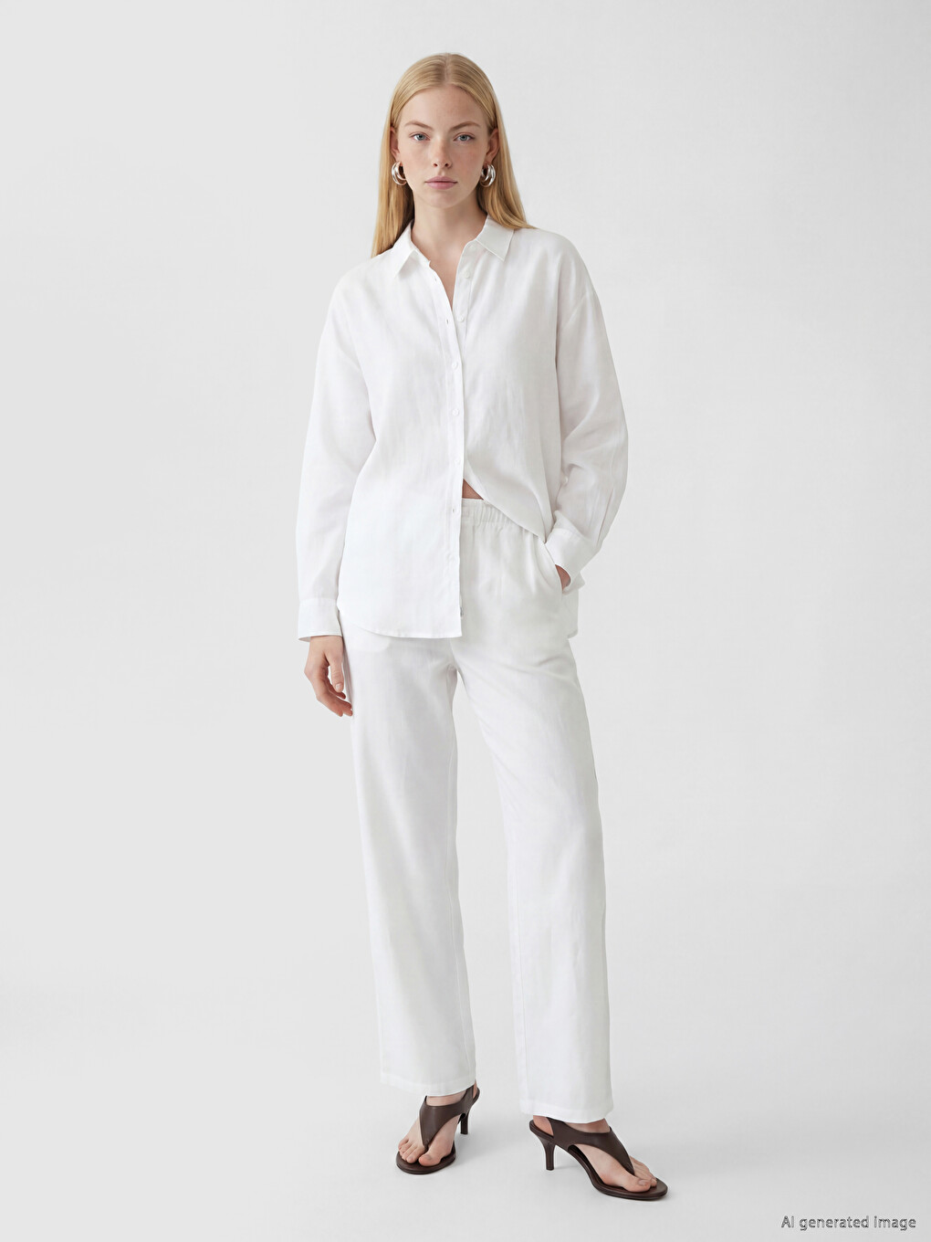 8YARDS レディース ハイネックシャツ オイスターホワイト XSIDE Oversize Women's %100 Linen Shirt - S6Q811Z8-Q6K | LC Waikiki