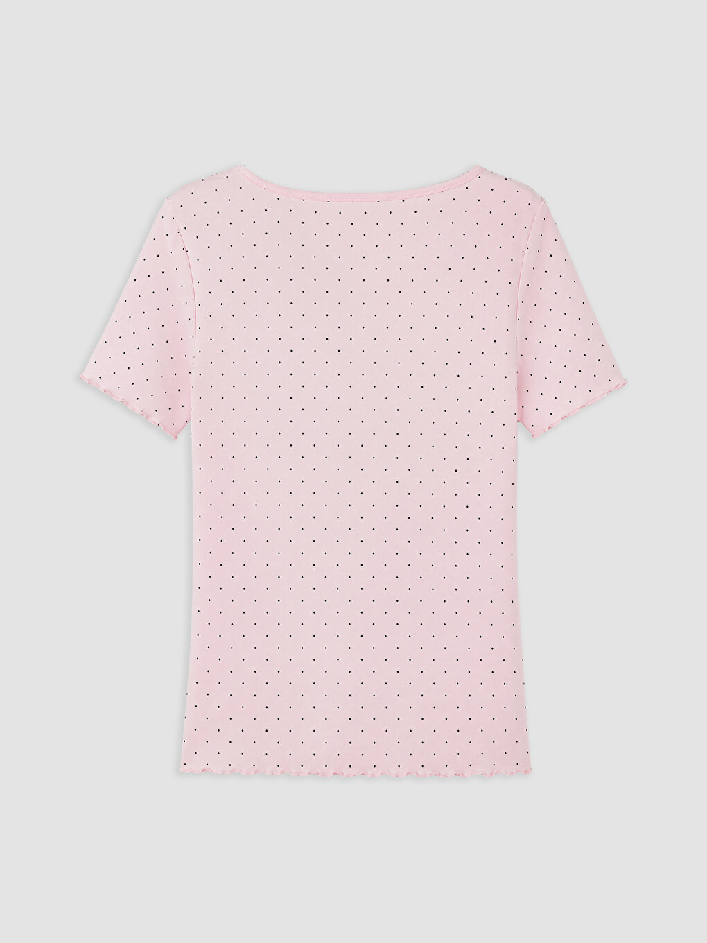 Pembe V Yaka Puantiyeli Kadın Pijama Üstü-2