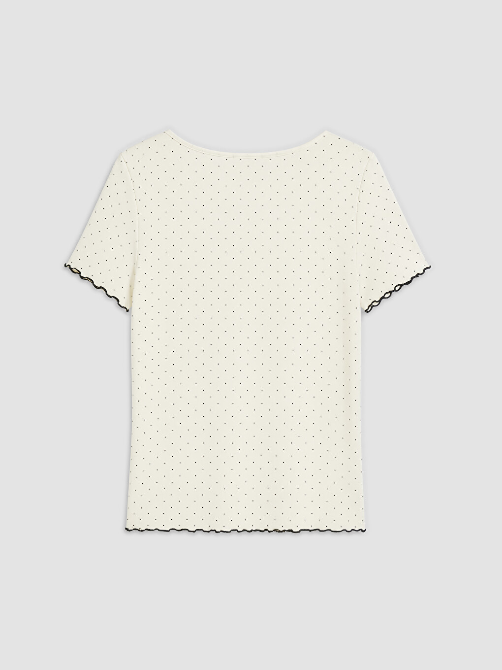Ekru V Yaka Puantiyeli Kadın Kaprili Pijama Takımı-3