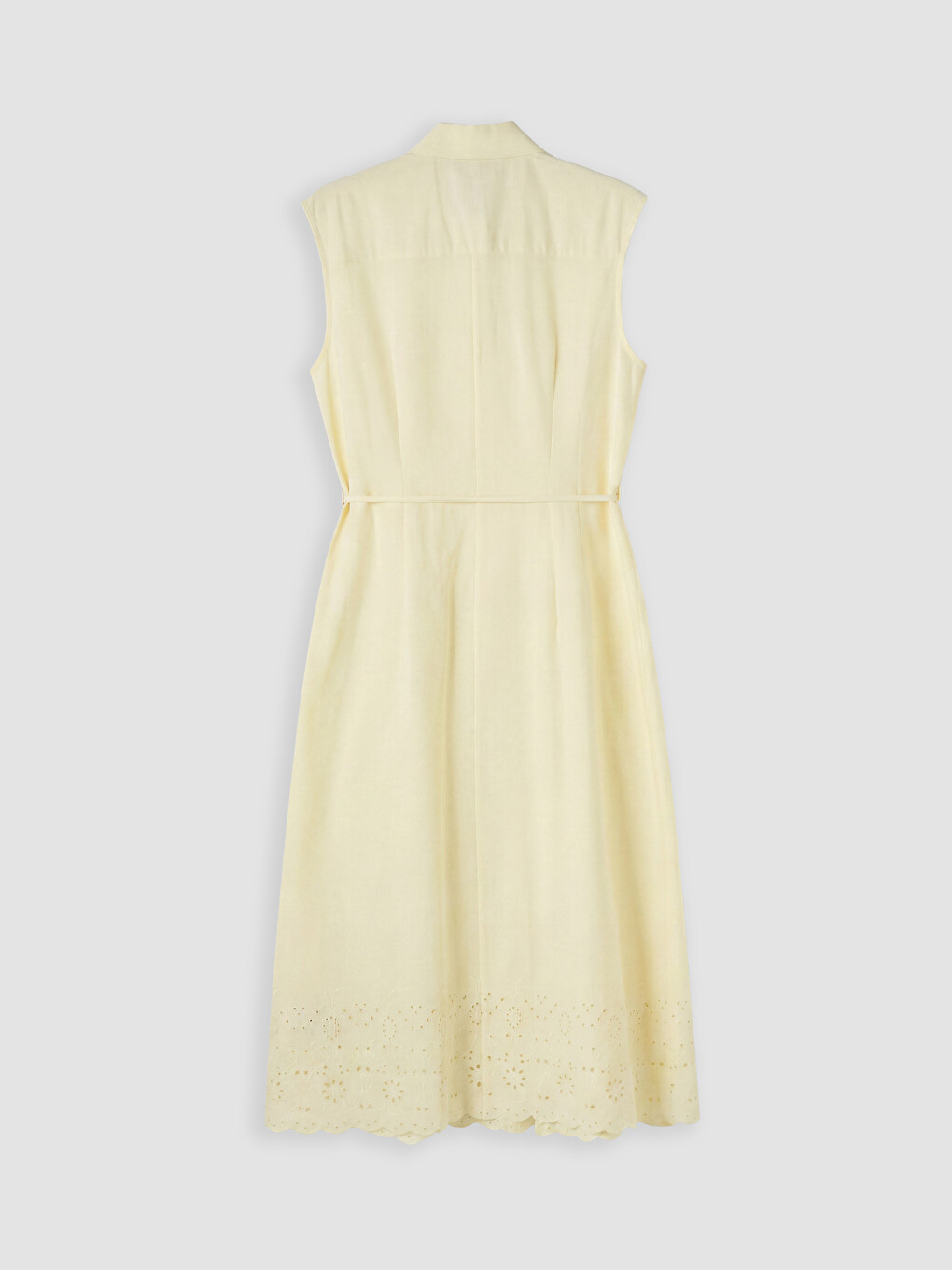 Waist Belted Linen Blend Shirt Dress-5