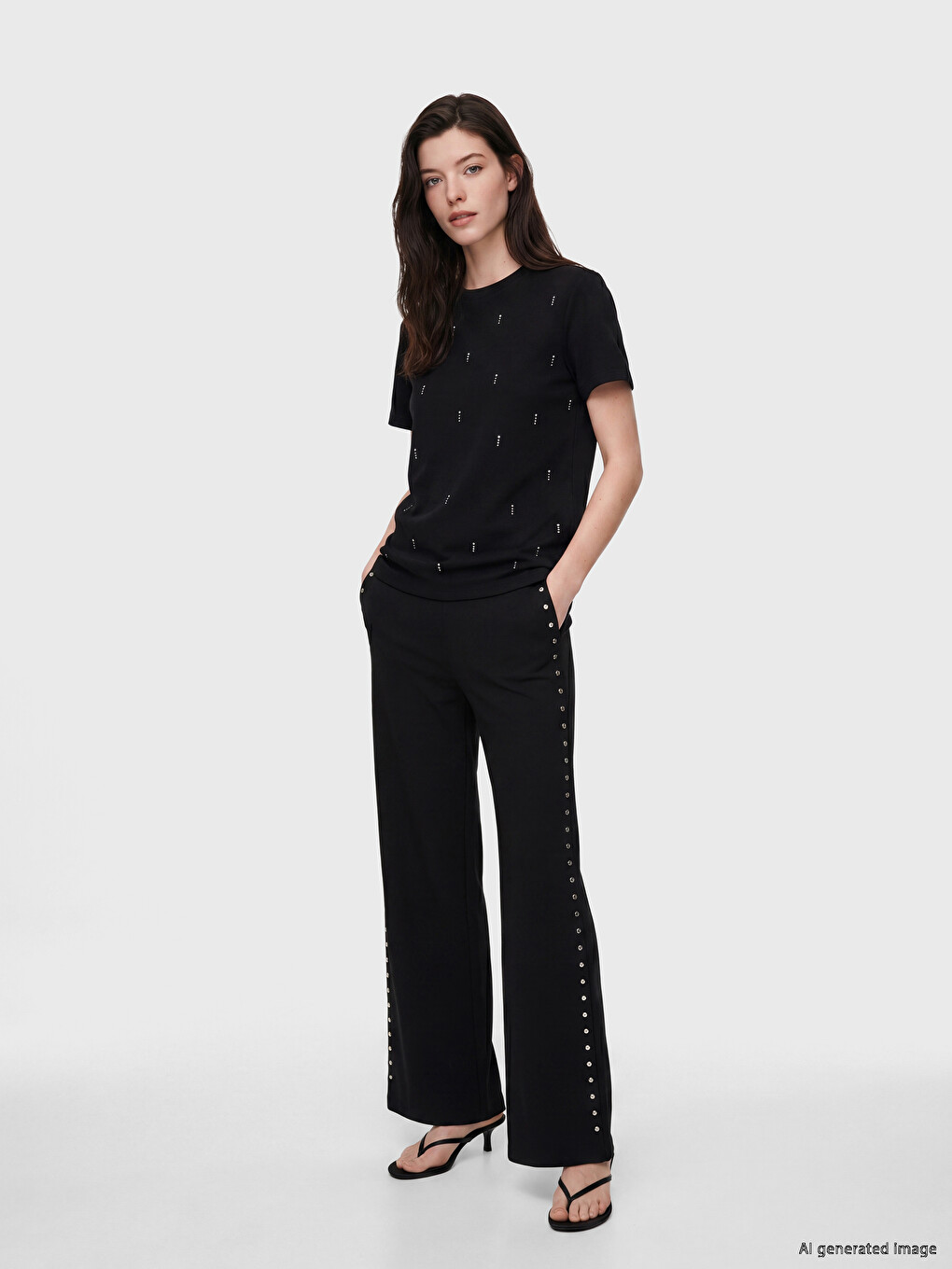 Rhinestone Embellished Soft Touch Women's T-Shirt-1