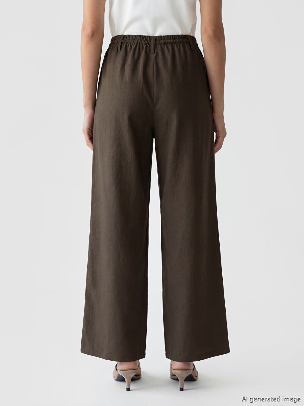 Ženske pantalone sa širokim nogavicama i elastičnim strukom-3