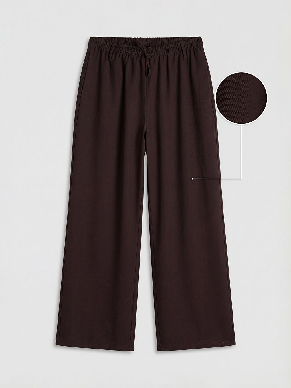 Bordo Beli Lastikli Geniş Paça Kadın Pantolon