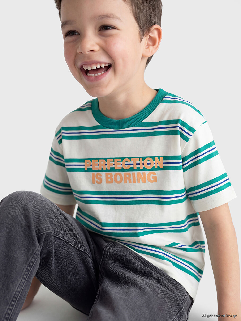 Crew Neck Striped Boys' T-Shirt-1
