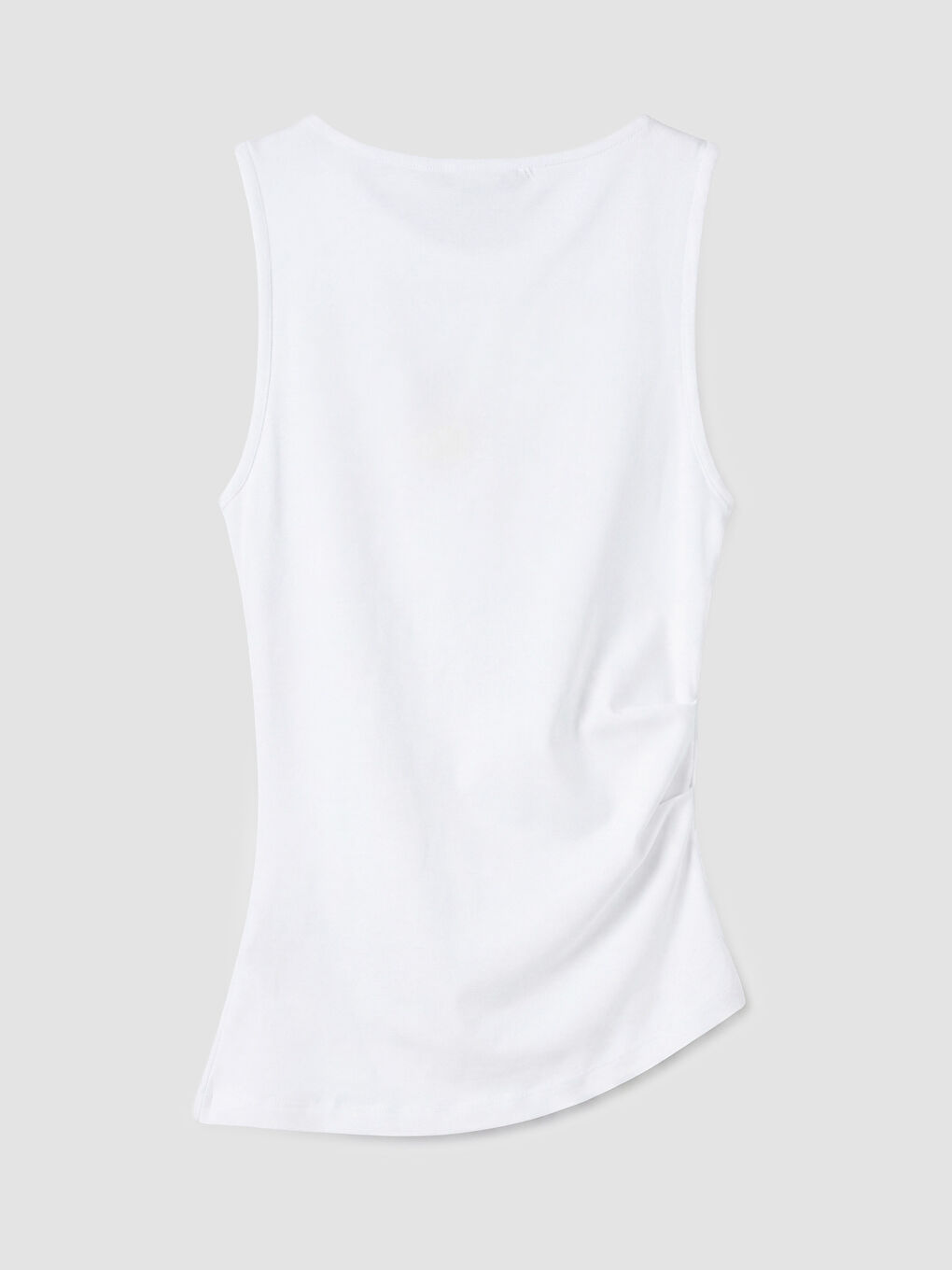 Beyaz Bisiklet Yaka Büzgülü Kadın Atlet-1