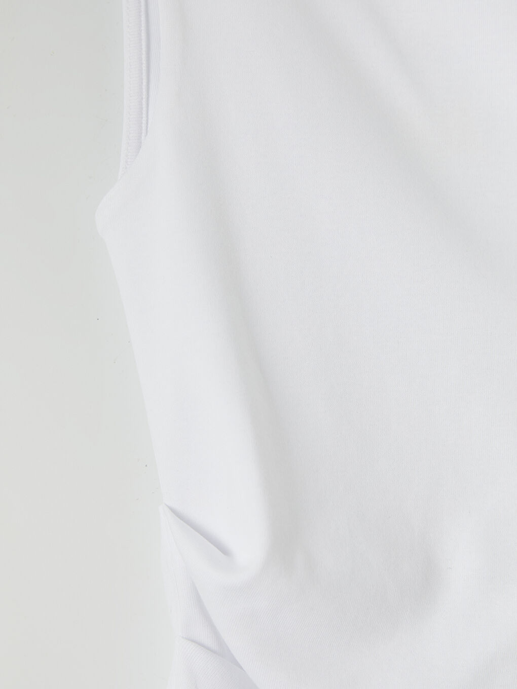 Beyaz Bisiklet Yaka Büzgülü Kadın Atlet-2