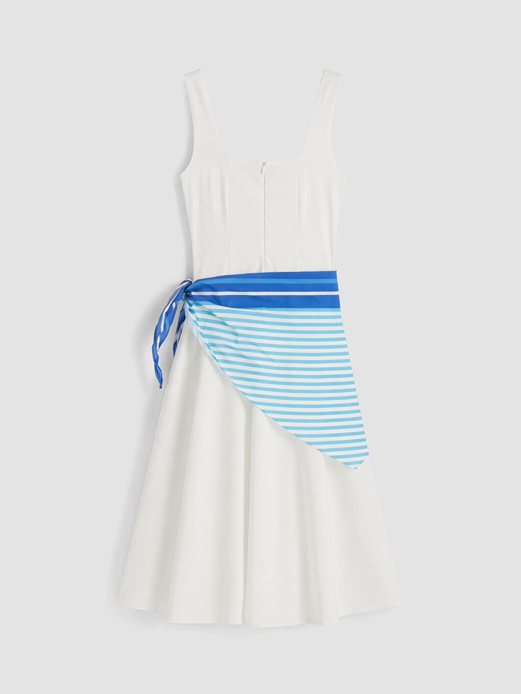 Square Neck Scarfed Flared Dress-6