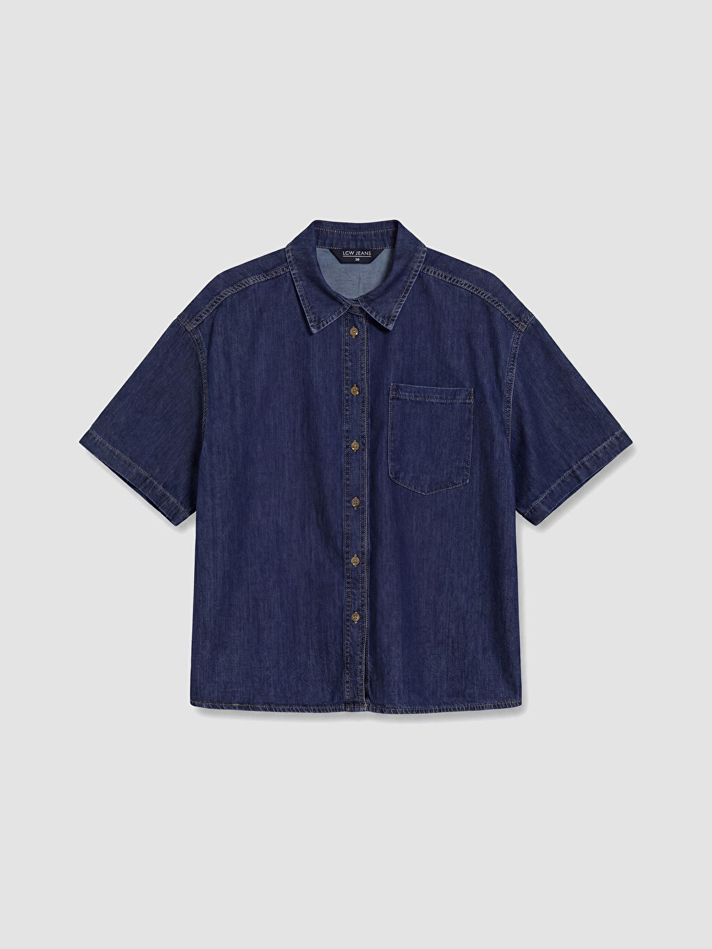 İndigo Oversize Kadın Jean Gömlek