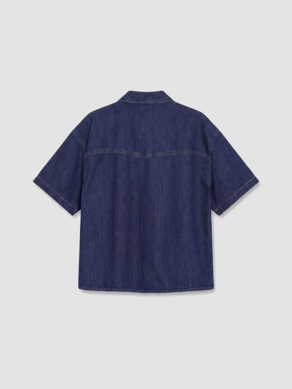 İndigo Oversize Kadın Jean Gömlek-1