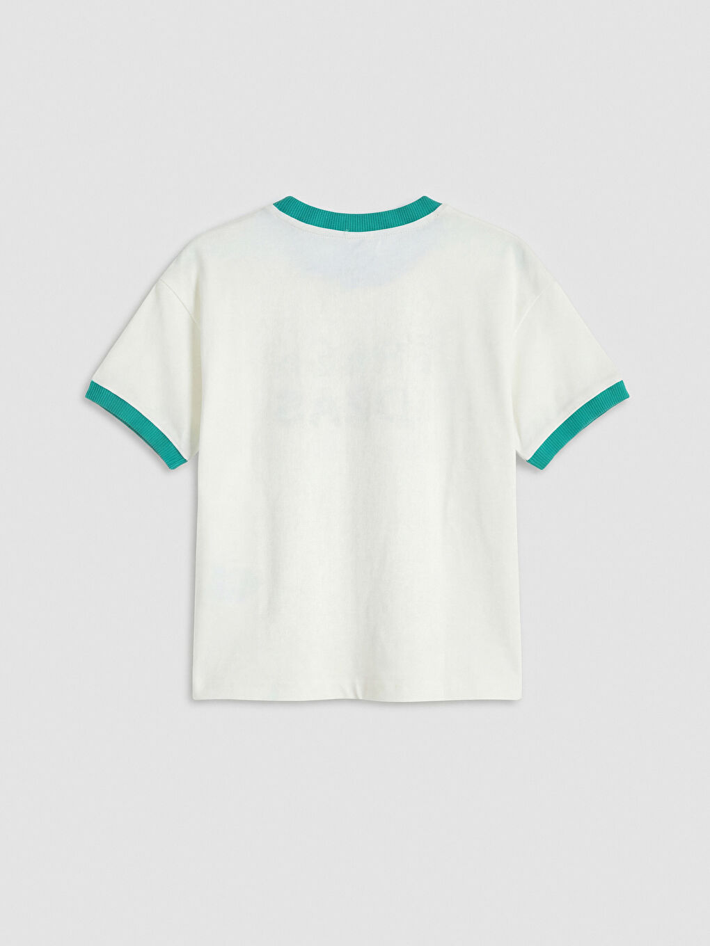 Ekru Bisiklet Yaka Baskılı Erkek Çocuk Tişört-1