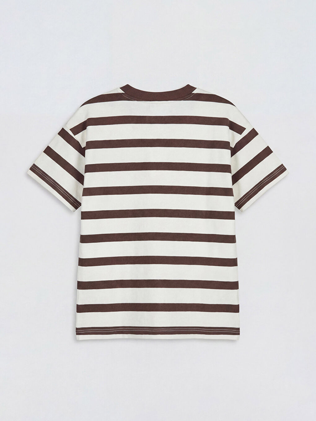 Kahverengi Bisiklet Yaka Çizgili Erkek Çocuk Tişört-1