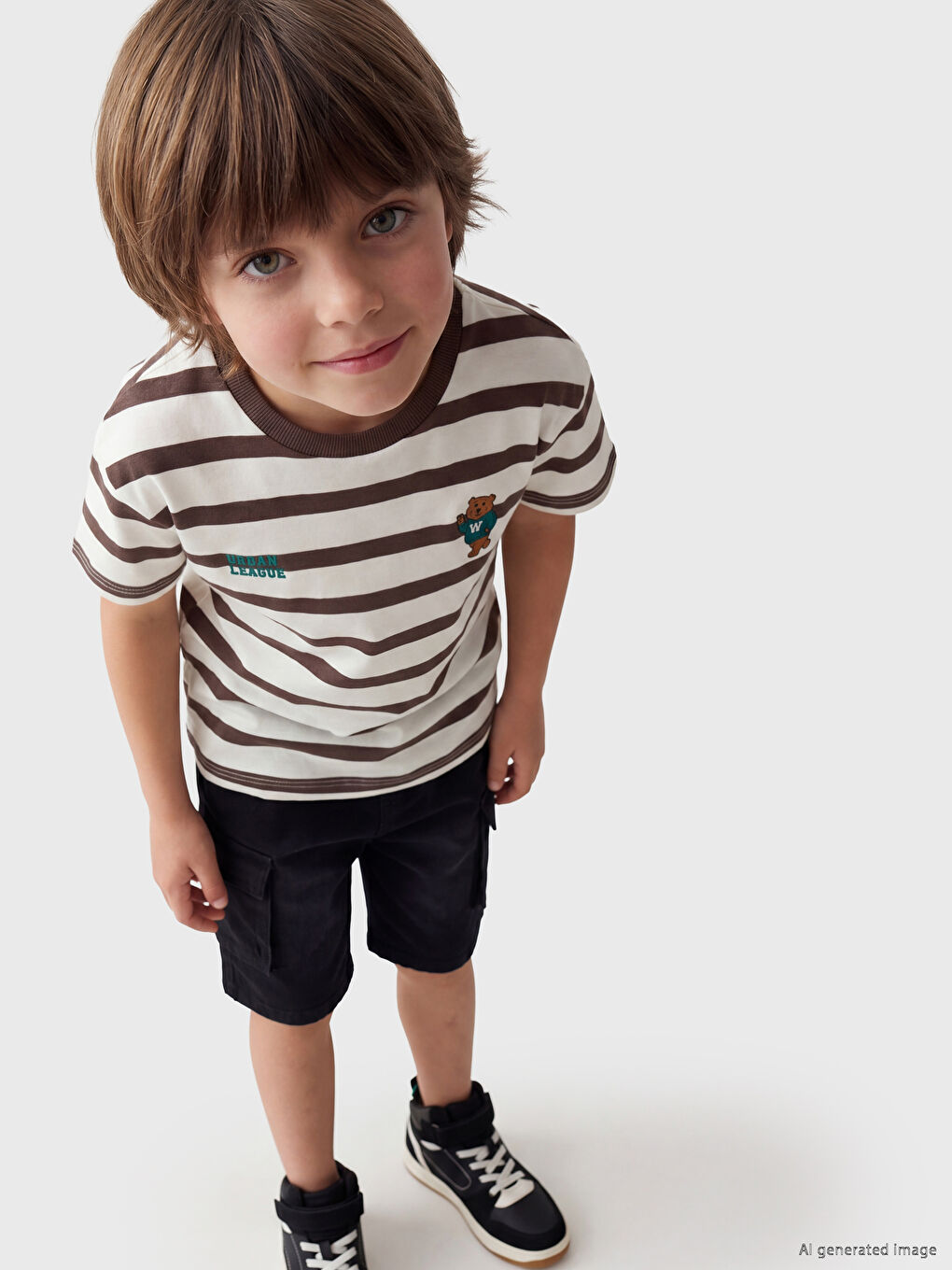 T-Shirt für Jungen mit Rundhalsausschnitt und Streifenmuster-1