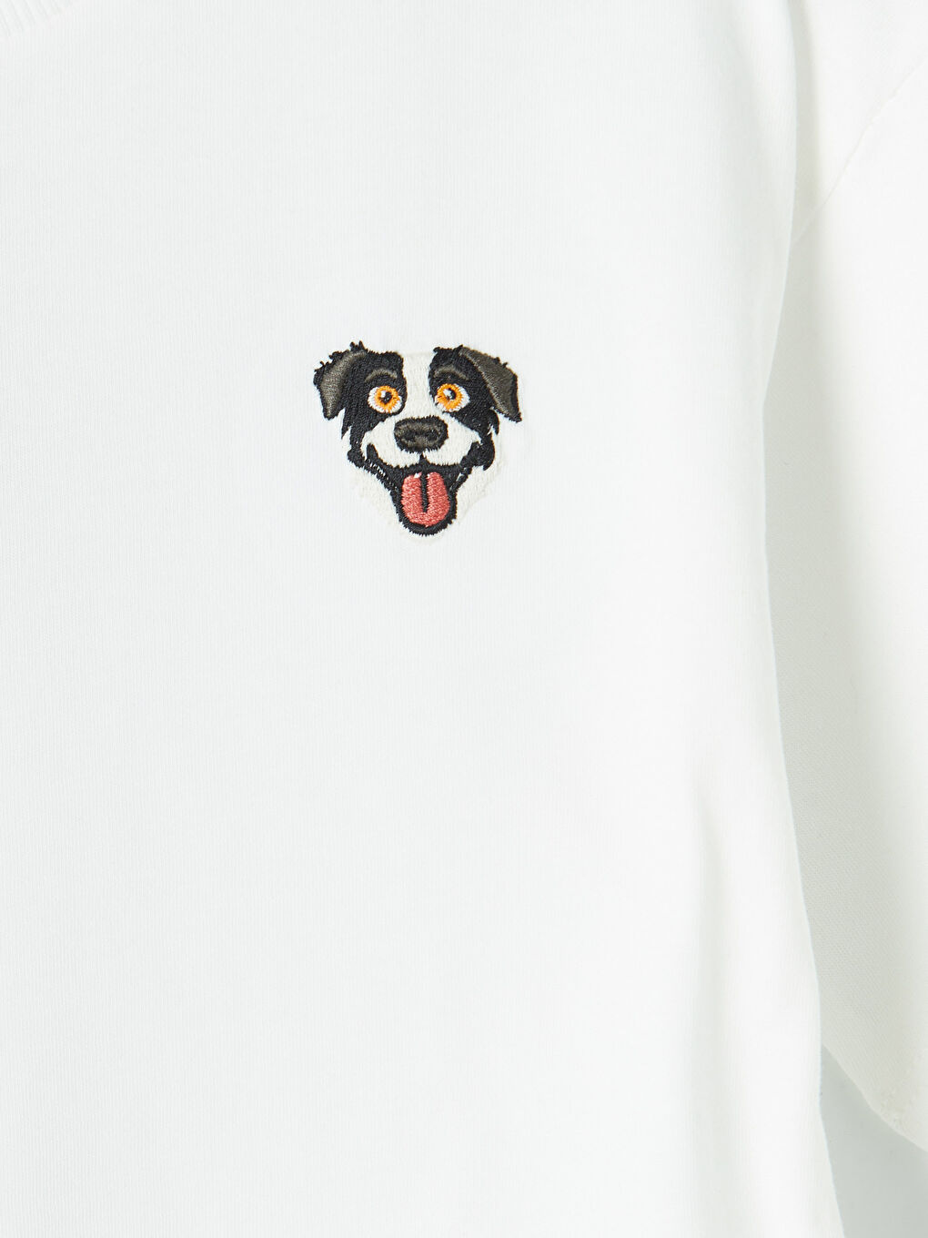 Ekru Bisiklet Yaka Nakışlı Erkek Çocuk Tişört-2