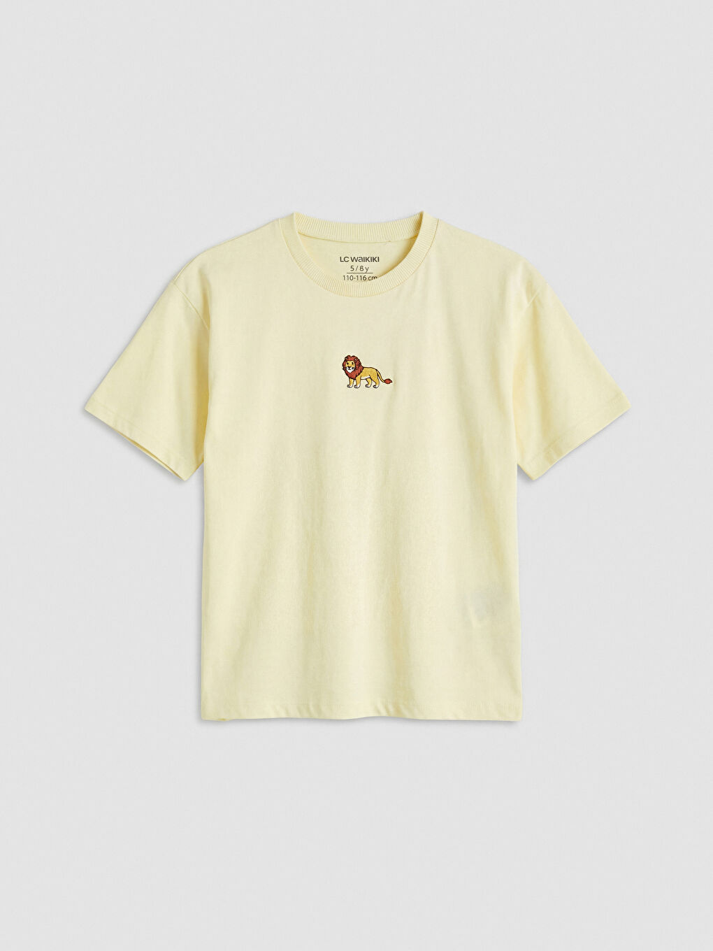 Sarı Bisiklet Yaka Nakışlı Erkek Çocuk Tişört