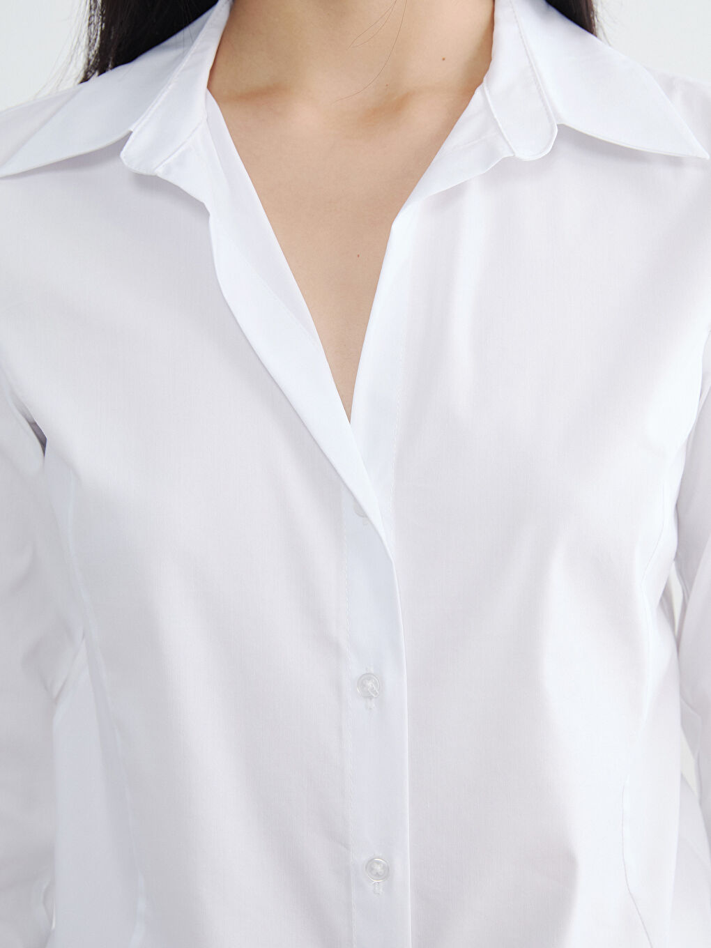 Beyaz Regular Fit Kadın Gömlek-2