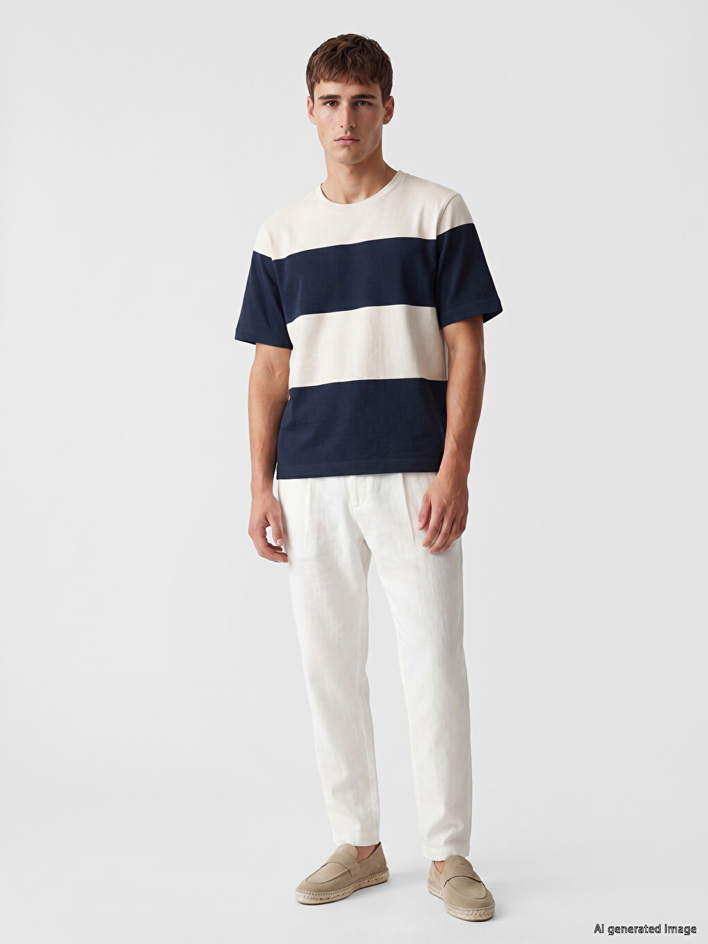 Crew Neck Color Blocked Men's T-shirt-1