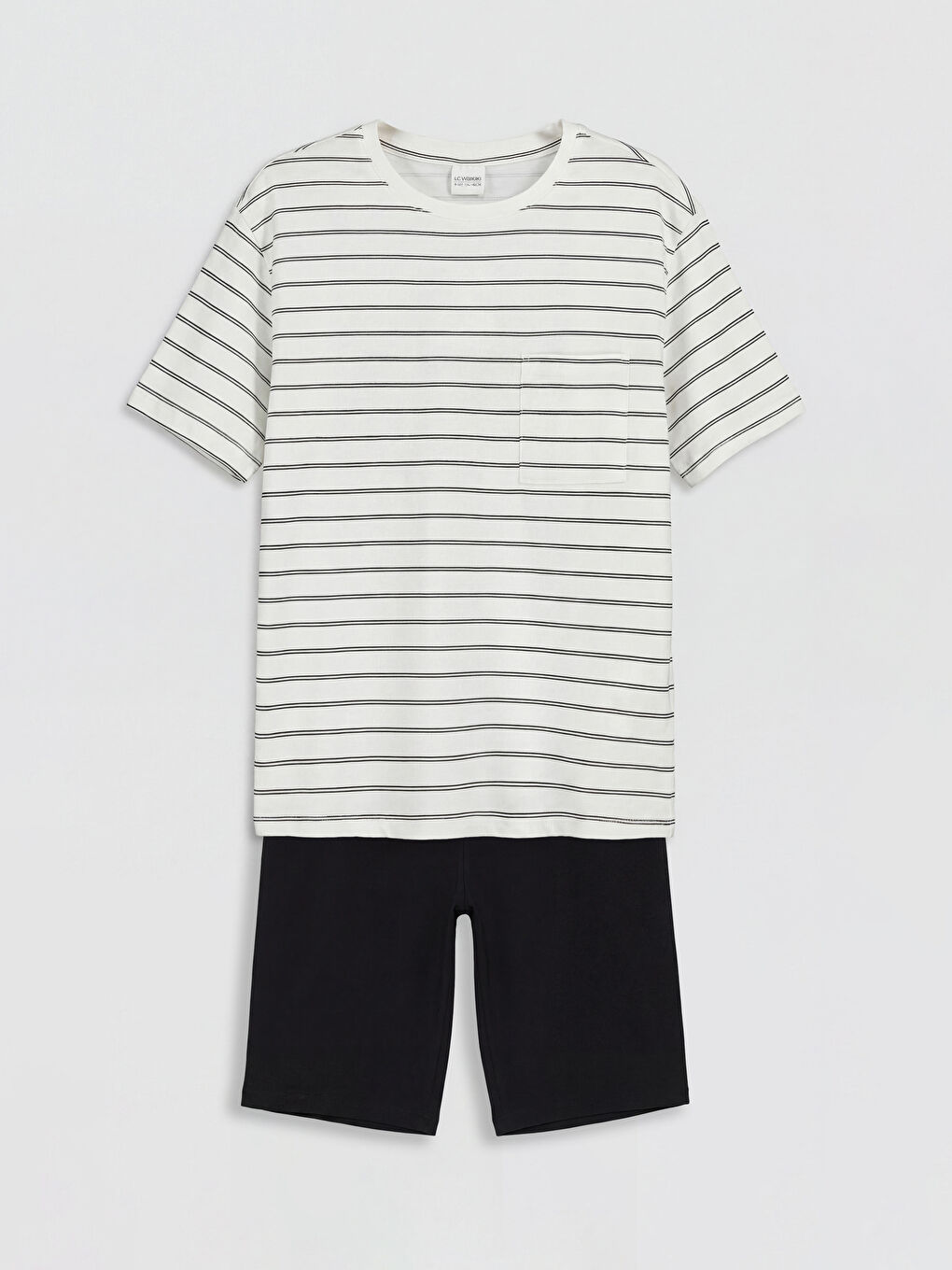 Ekru Bisiklet Yaka Erkek Çocuk Şortlu Pijama Takımı