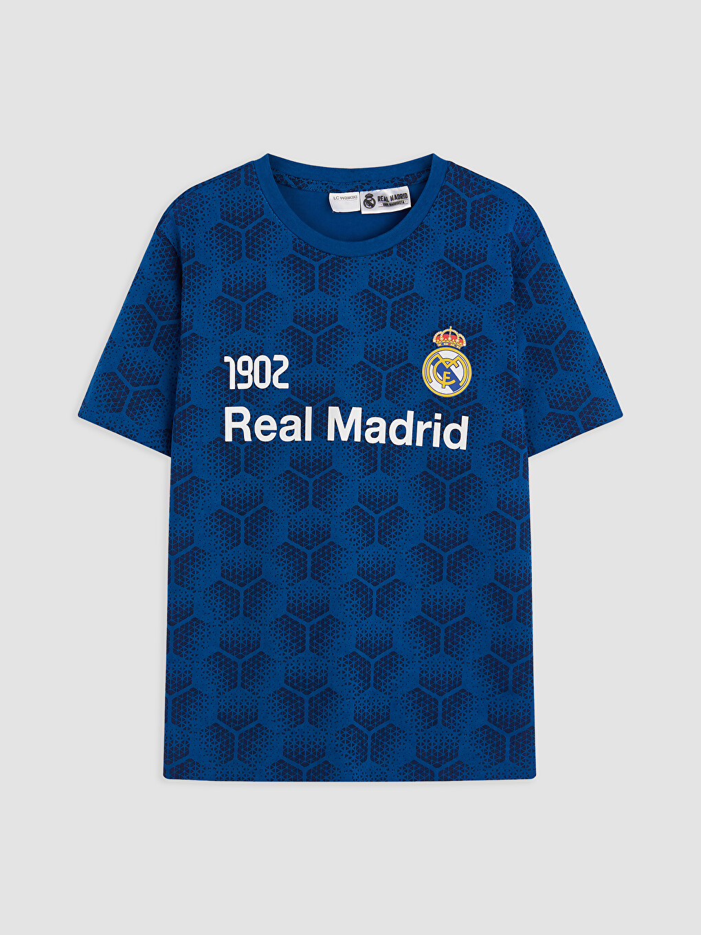 Mavi Real Madrid Baskılı Erkek Çocuk Şortlu Pijama Takımı-1