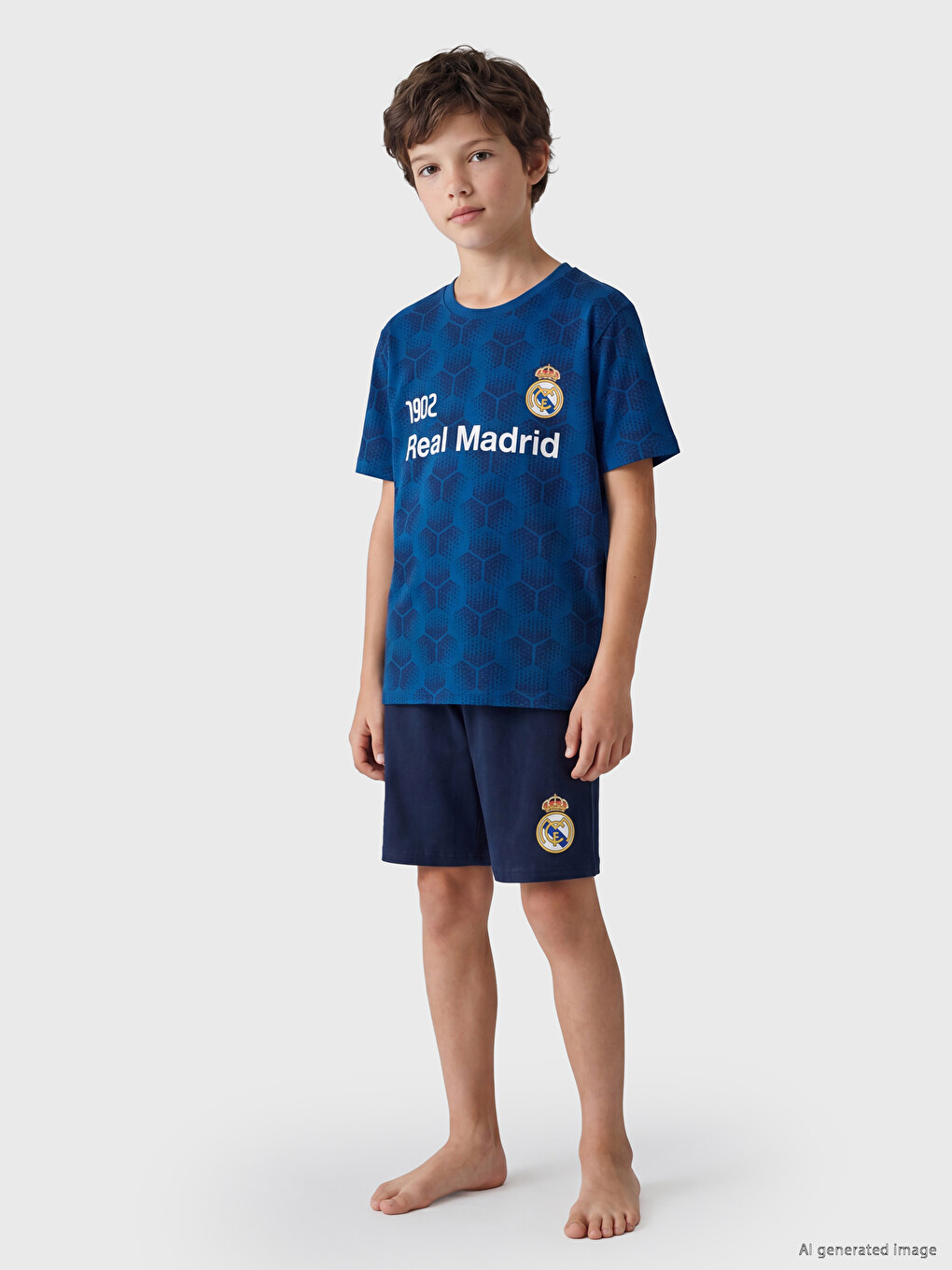 Real Madrid Printed Boys' Shortie Pyjama Set-1