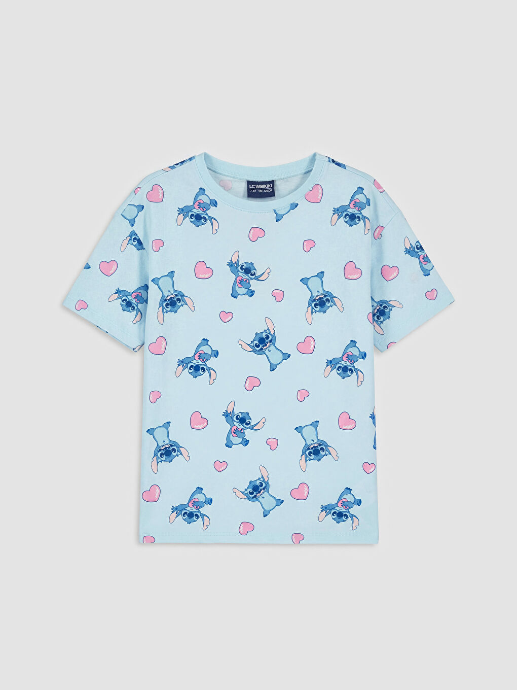 Mavi Stitch Baskılı Kız Çocuk Şortlu Pijama Takımı-1