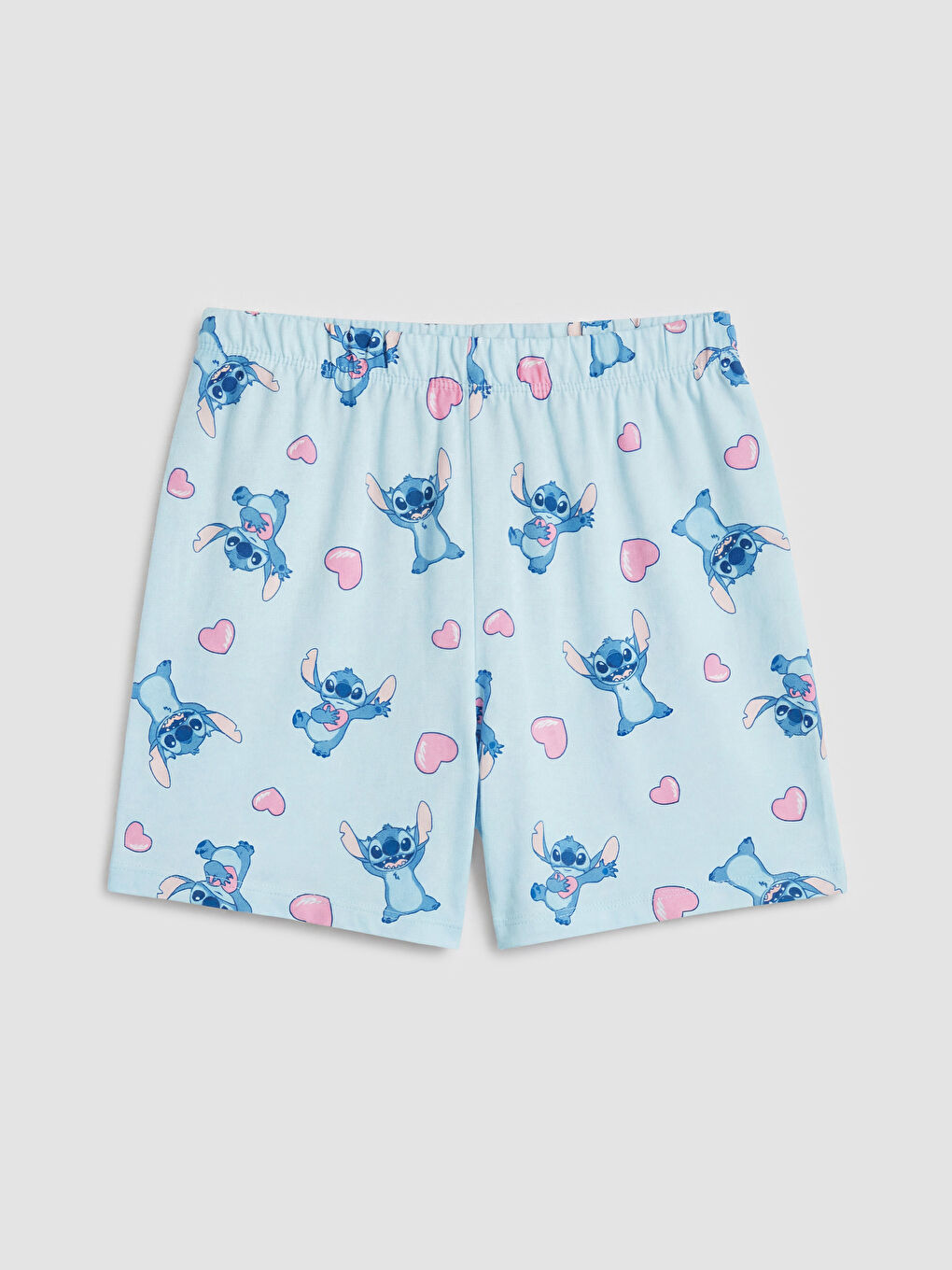Mavi Stitch Baskılı Kız Çocuk Şortlu Pijama Takımı-2