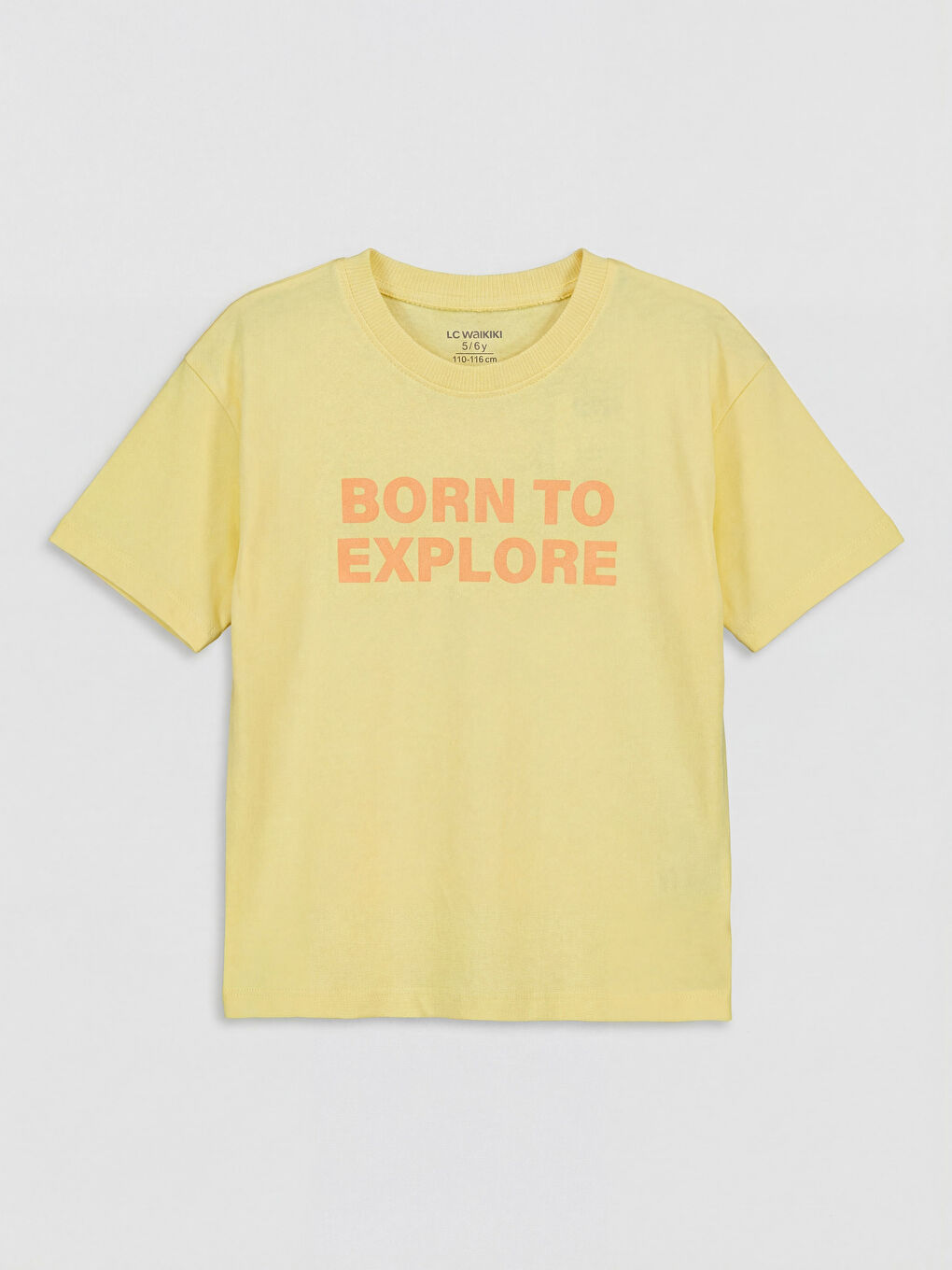 Sarı Bisiklet Yaka Baskılı Erkek Çocuk Tişört