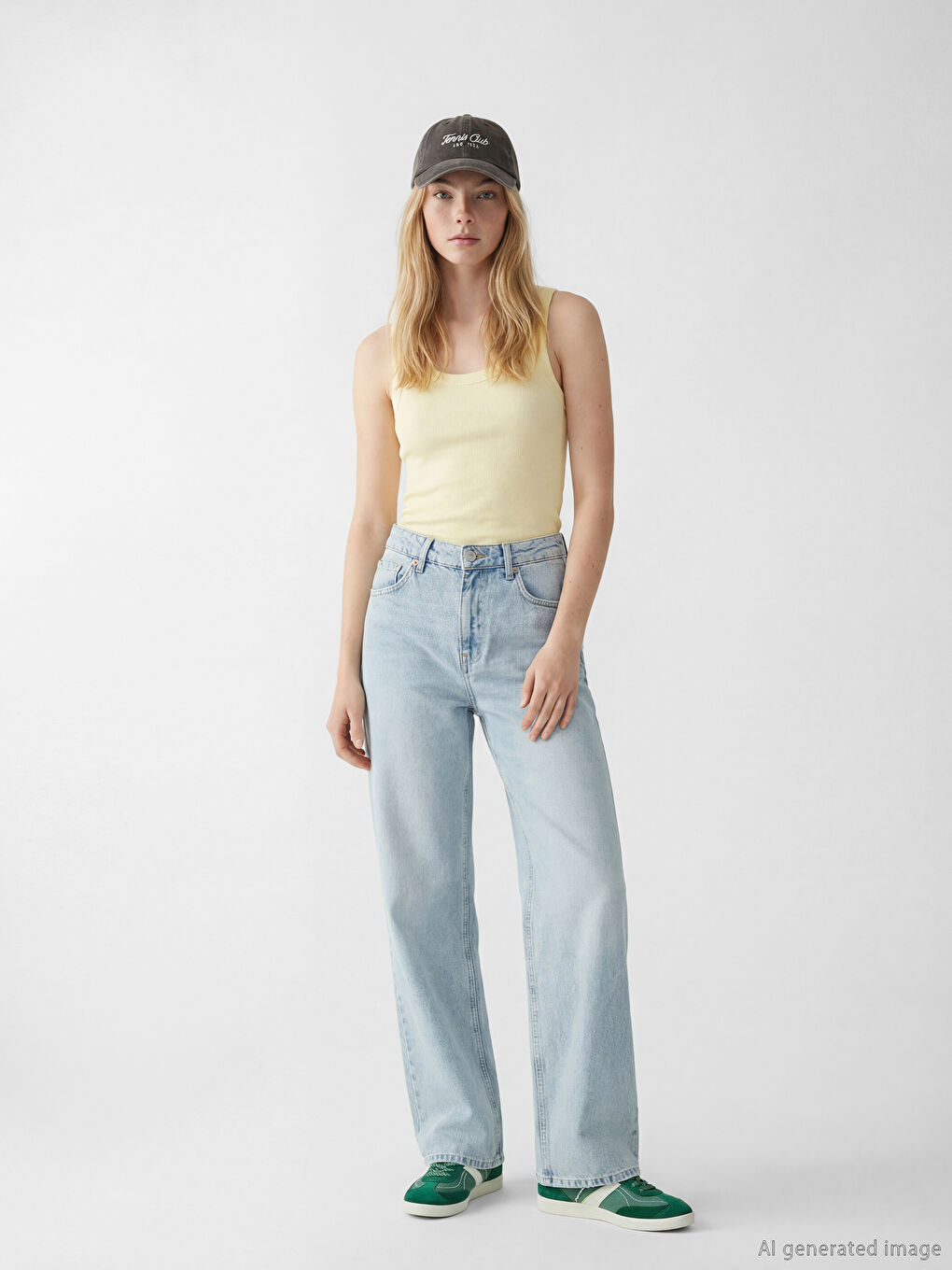 Sarı U Yaka Kadın Fitilli Atlet-1