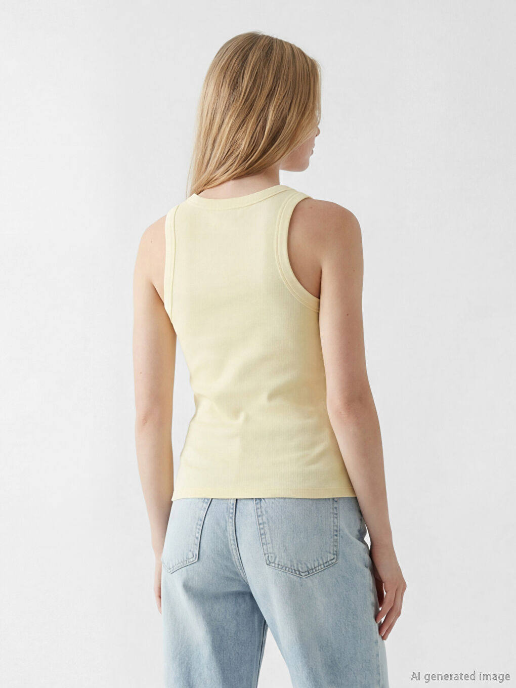 Sarı U Yaka Kadın Fitilli Atlet-3