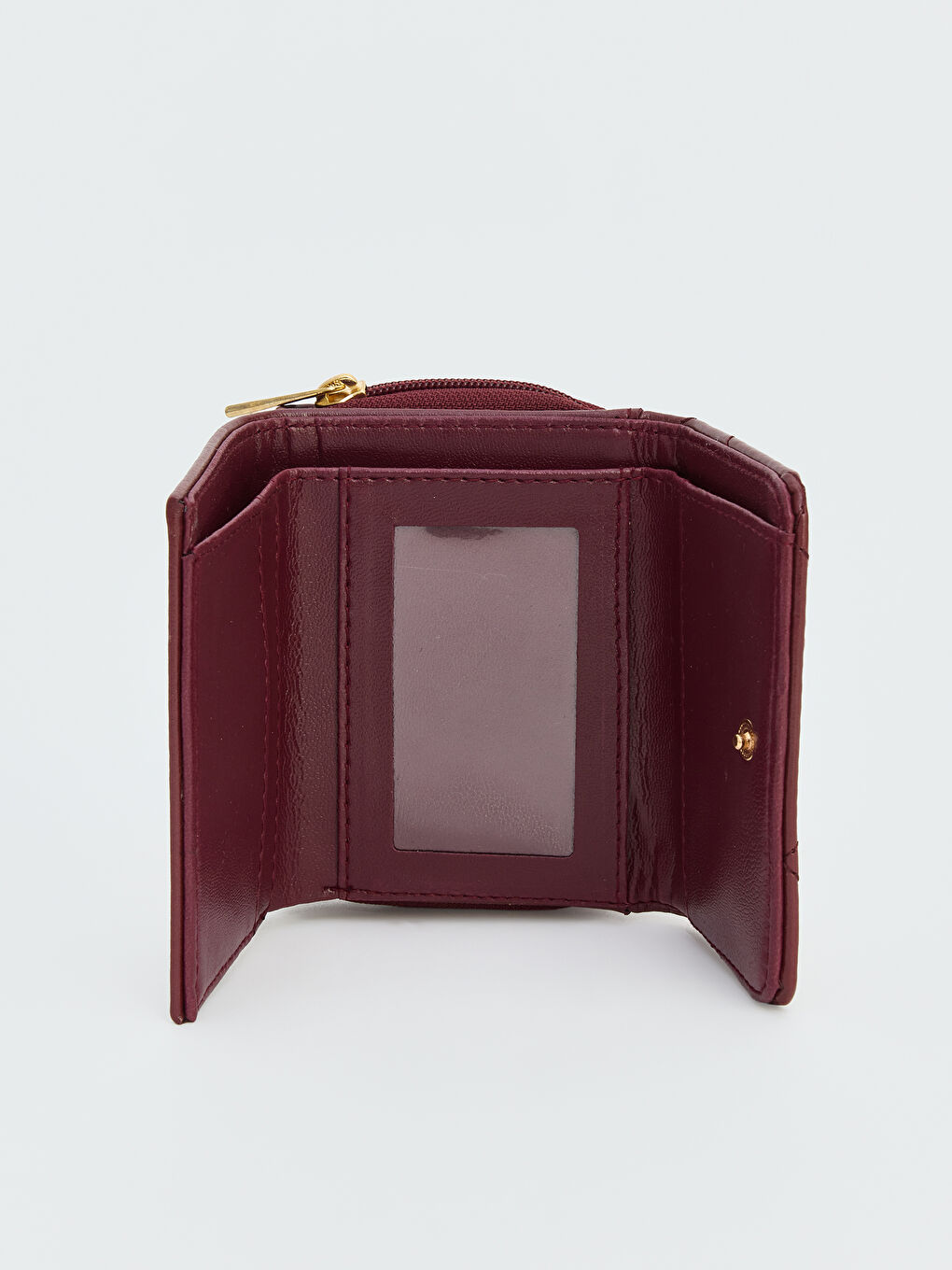 Bordo Kapitone Desenli Fiyonklu Kadın Cüzdan-2