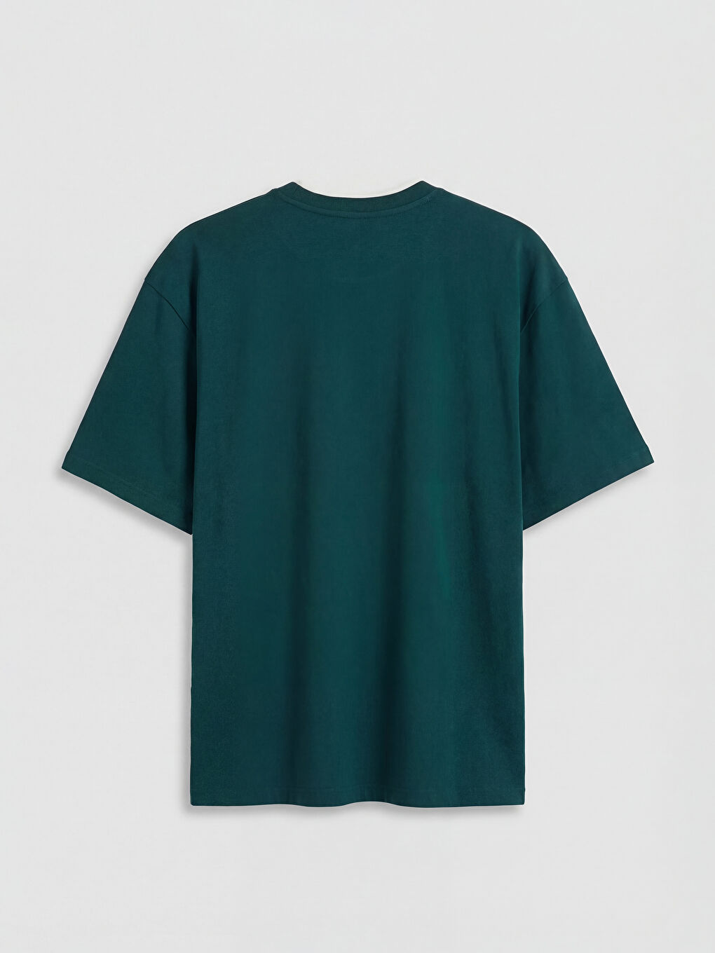 Yeşil Bisiklet Yaka Nakışlı Erkek Tişört-1