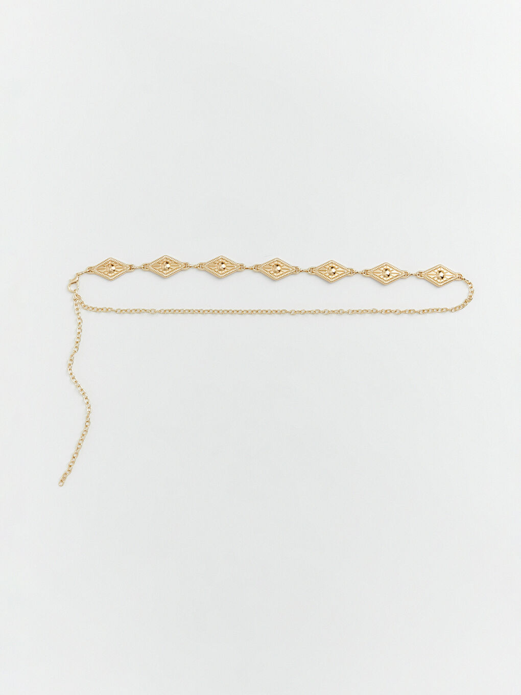 Sarı Geometrik Şekilli Metal Parçalı Kadın Zincir Kemer