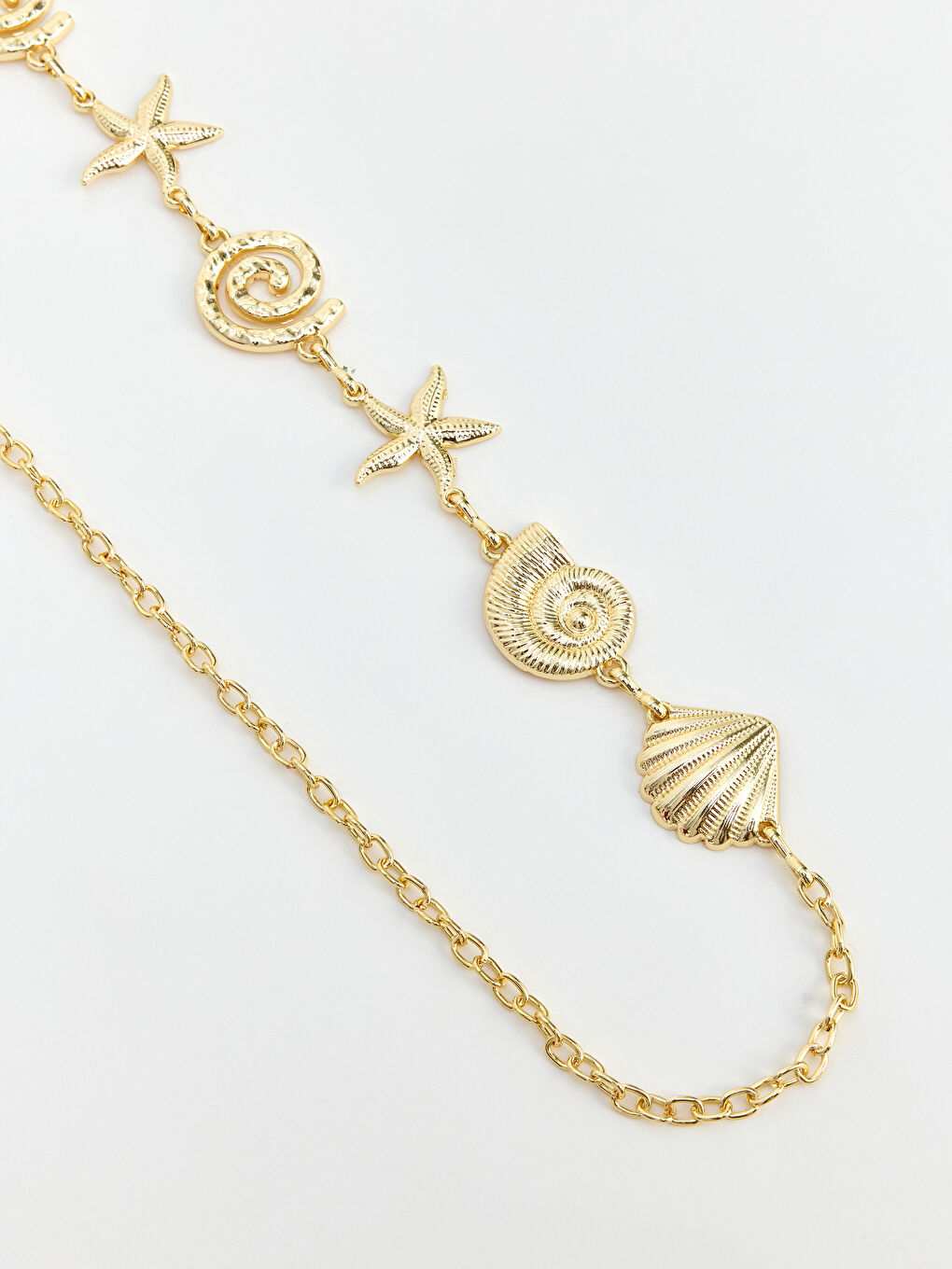 Sarı Deniz Yıldızı Figürlü Kadın Zincir Kemer-1