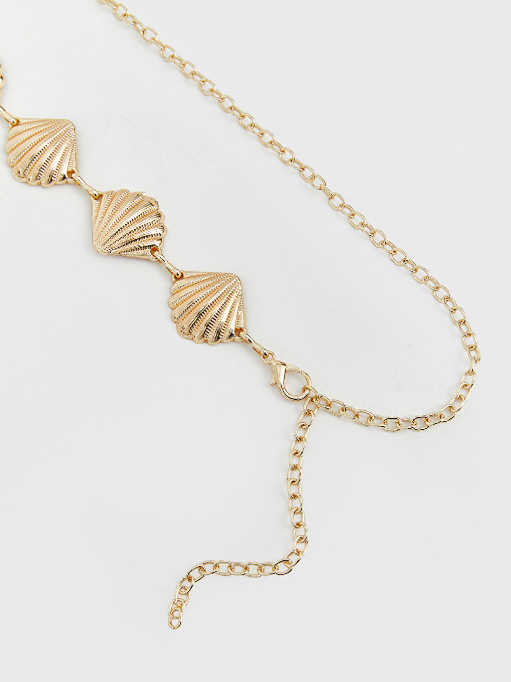 Sarı Deniz Kabuğu Aksesuarlı Kadın Zincir Kemer-1