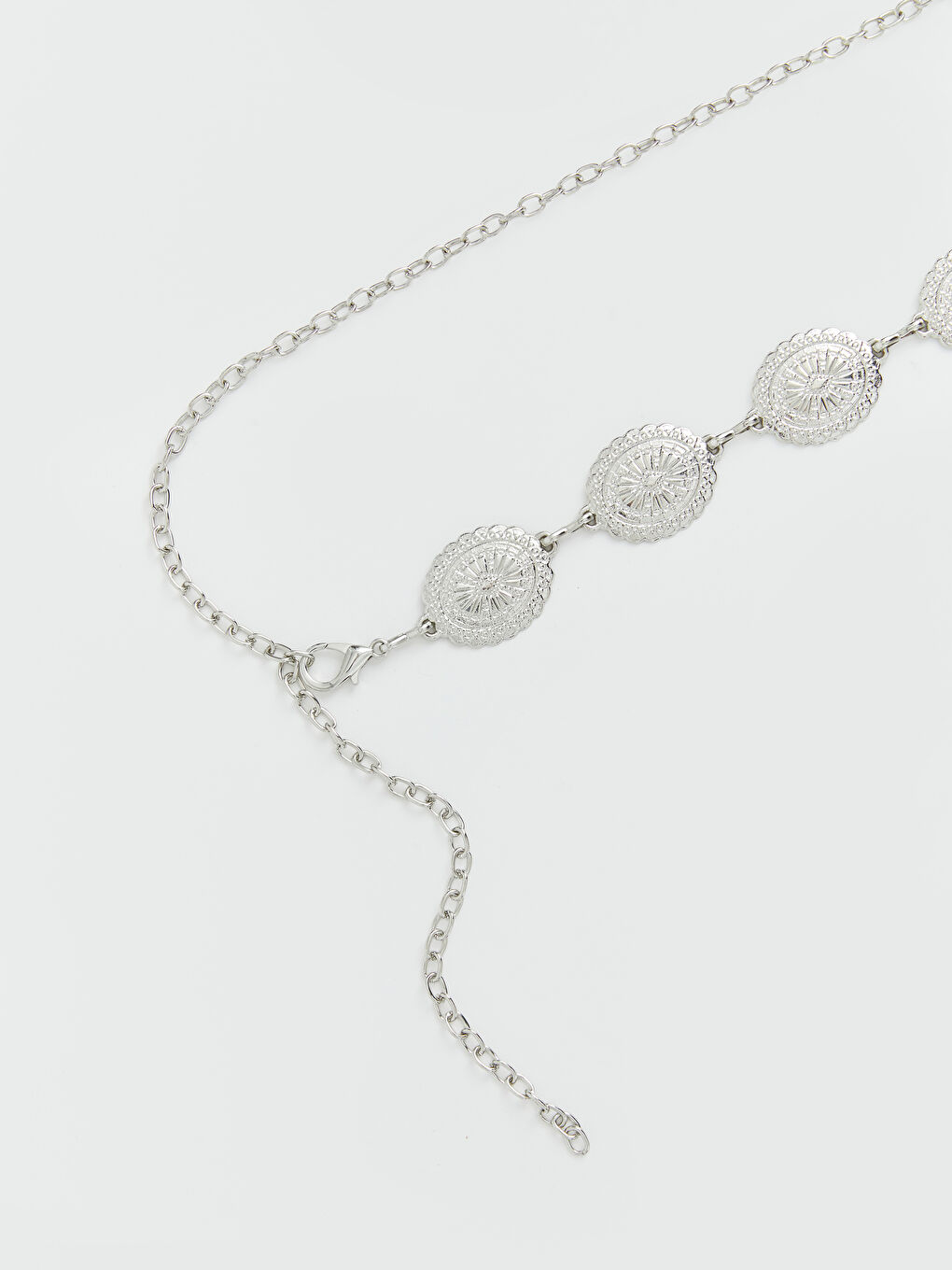 Gri Madalyon Detaylı Kadın Zincir Kemer-1